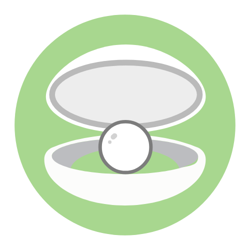 Open white shell with an egg inside, set against a light green background.
