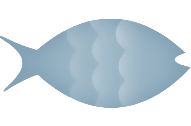 Illustration of a stylized fish with a light blue body and a darker tail.