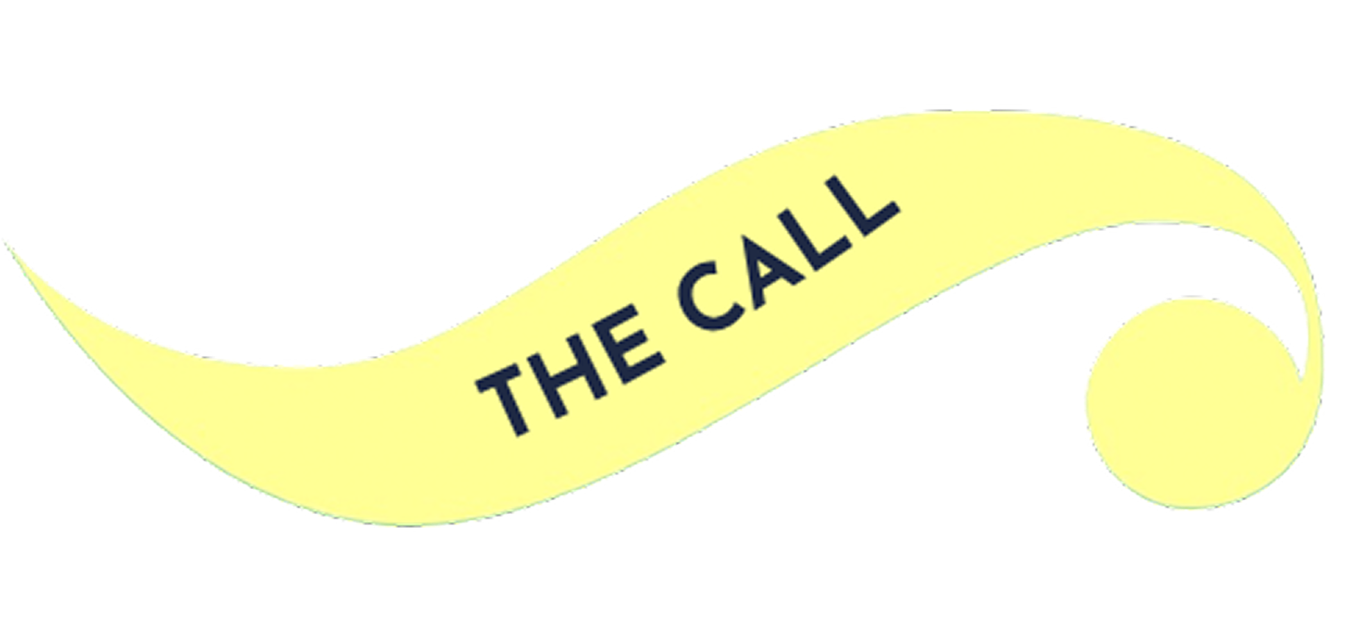 A door handle with a yellow sticker that says 'THE CALL' wrapping around it.