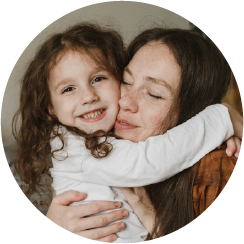 Girl and Mom Hugging