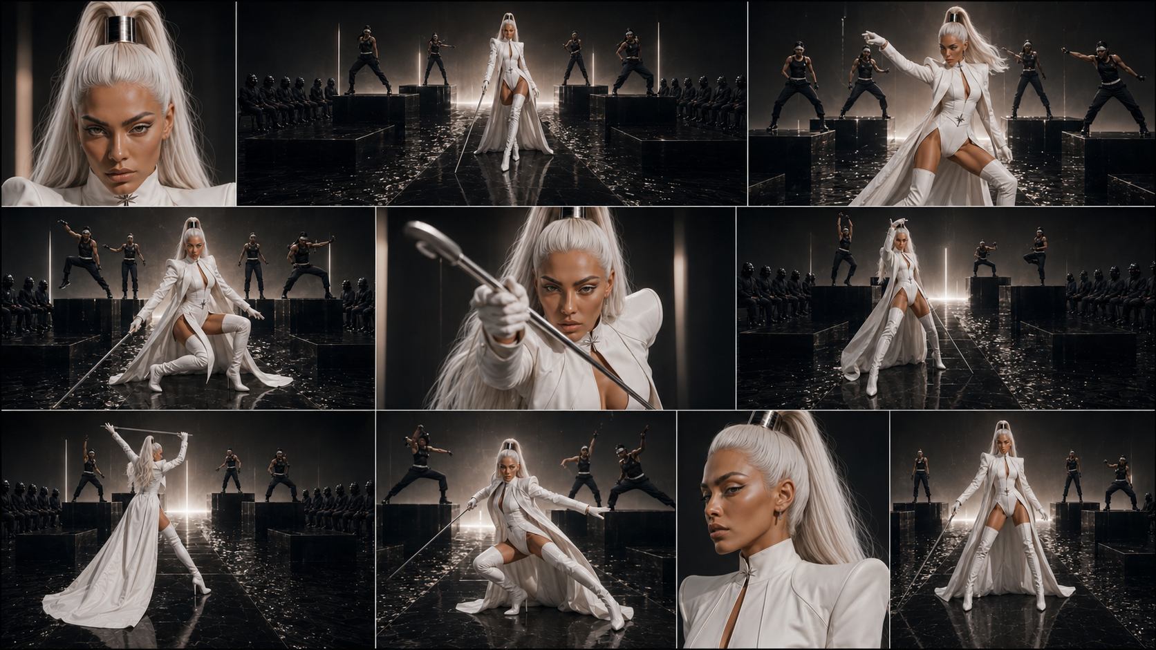 Lead artist Polka.BLK on the black mirror stage — Switch It Up AI music video