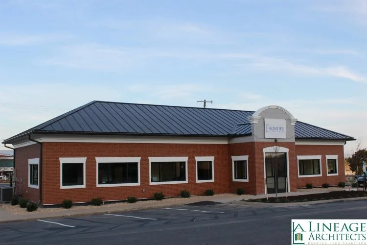 Commercial bank storefront glass installation by LCC Enterprises in Harrisonburg VA