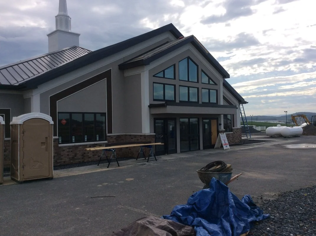 Commercial bank storefront glass installation by LCC Enterprises in Virginia