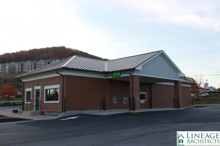 Commercial bank storefront glass installation by LCC Enterprises in Virginia