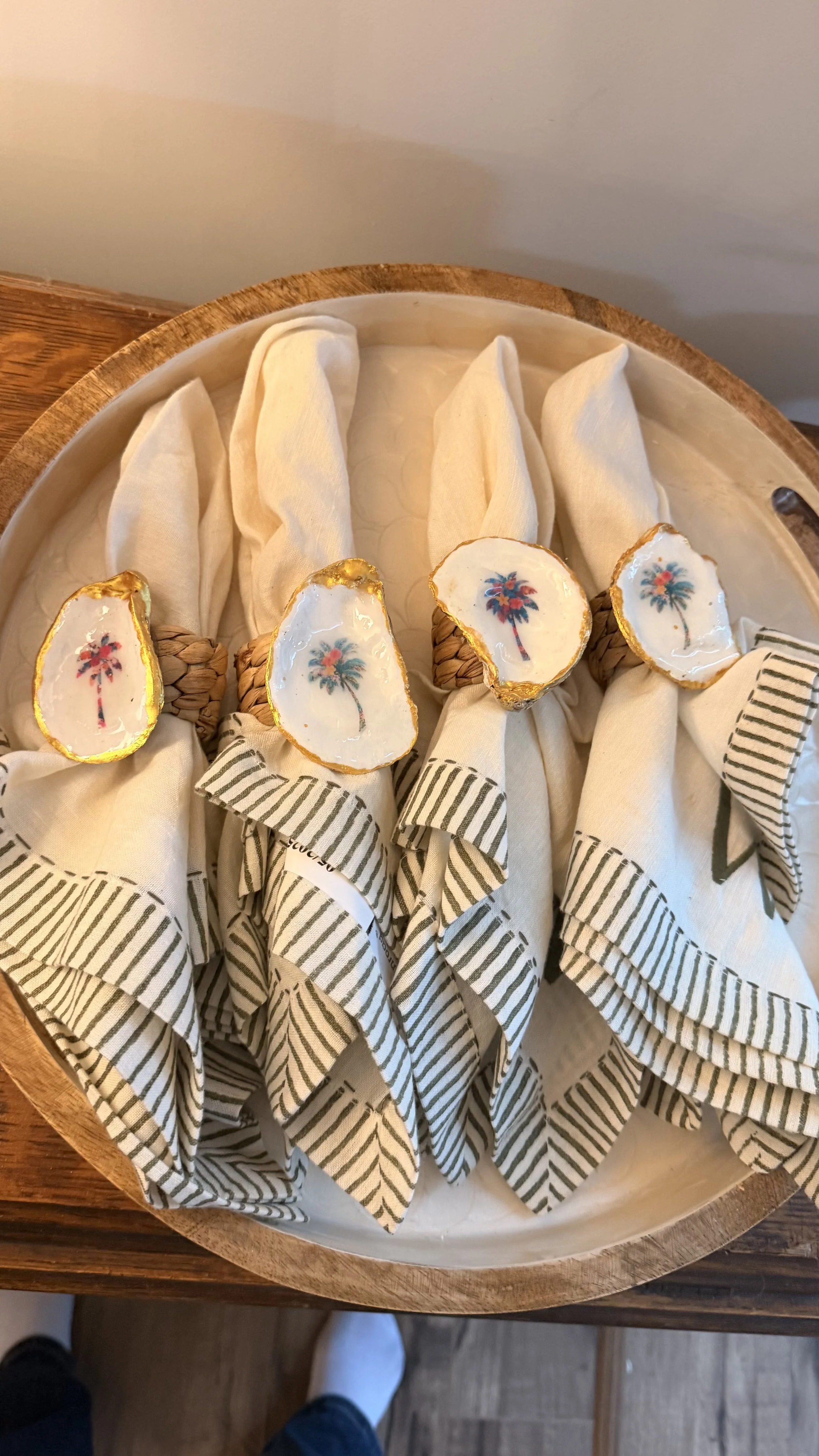 Coastal Palm Oyster Shell Napkin Rings