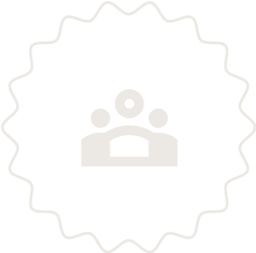 Icon of three people inside a badge or seal.