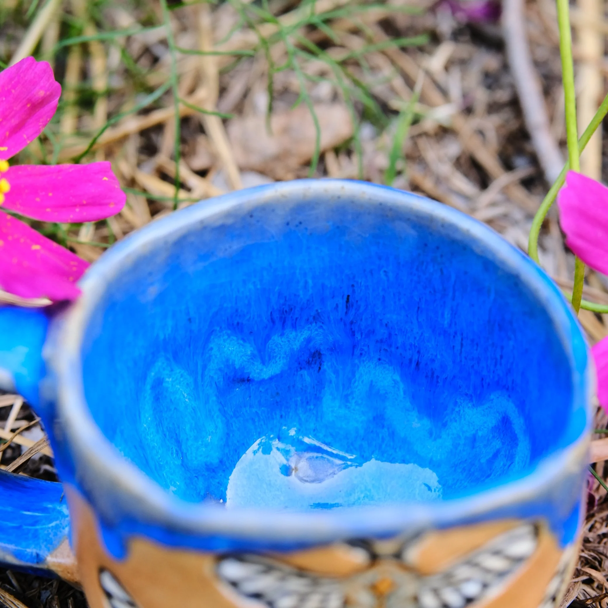 ceramic mug with detailed bee illustrations handmade in australia