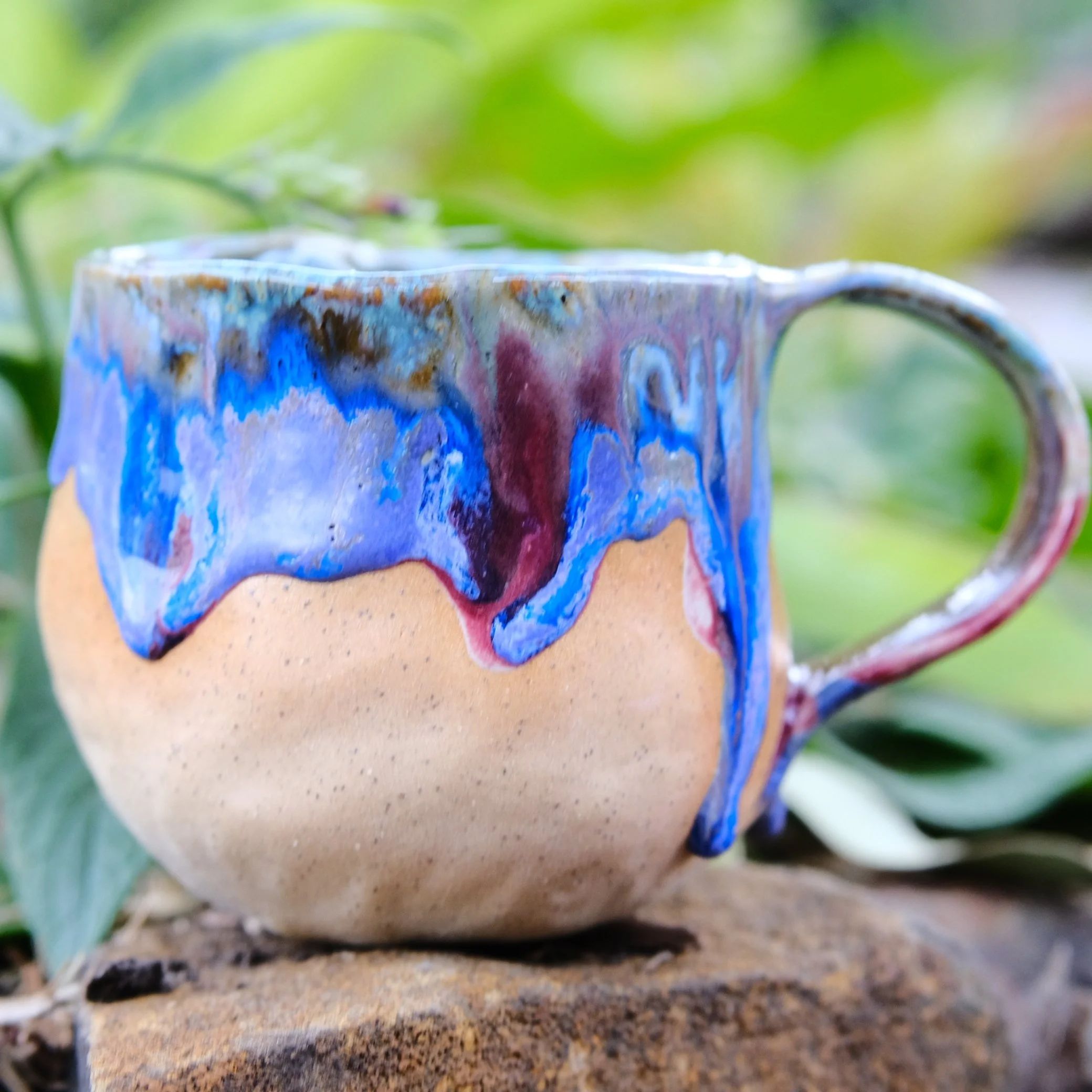 unique third eye ceramic mug with blue glaze details handmade australia