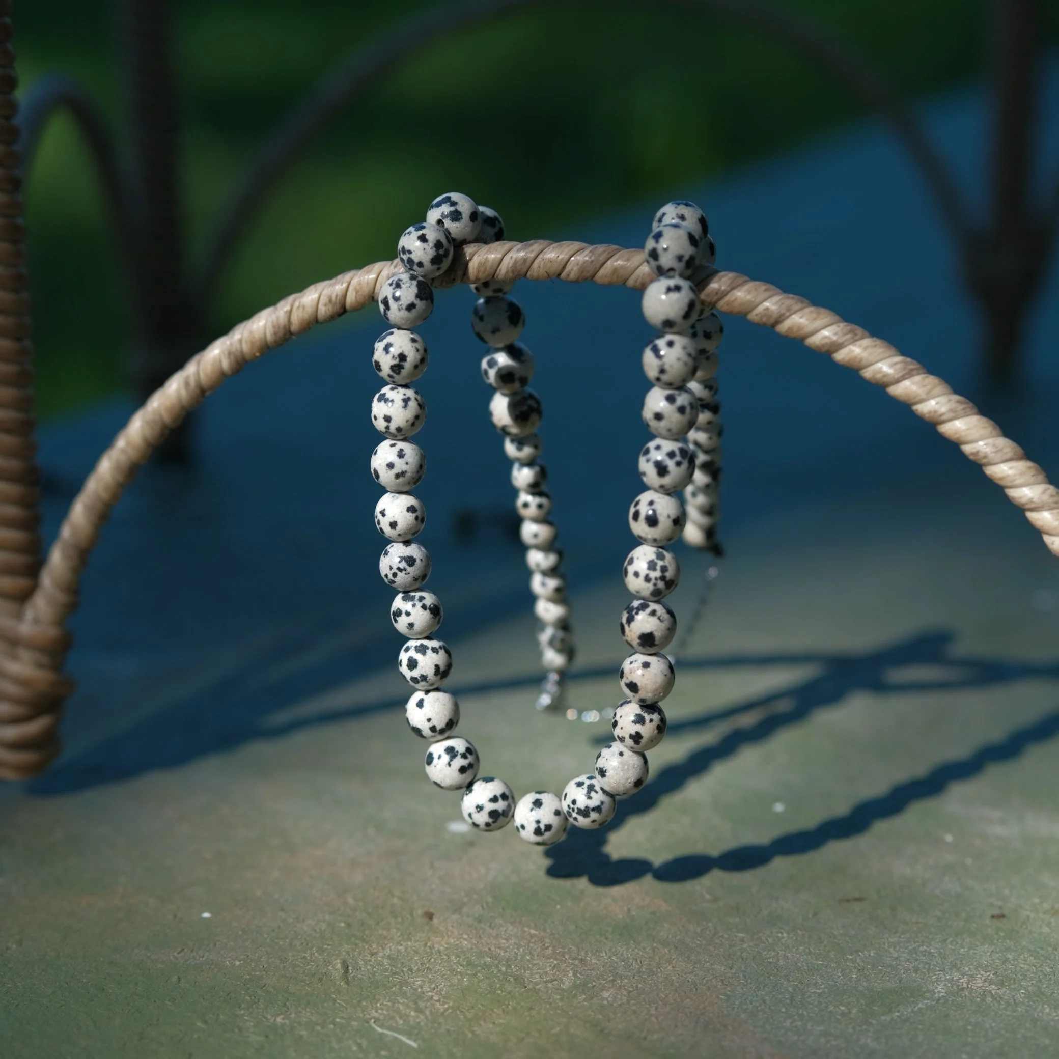Dalmatian Jasper Beaded Crystal Necklace