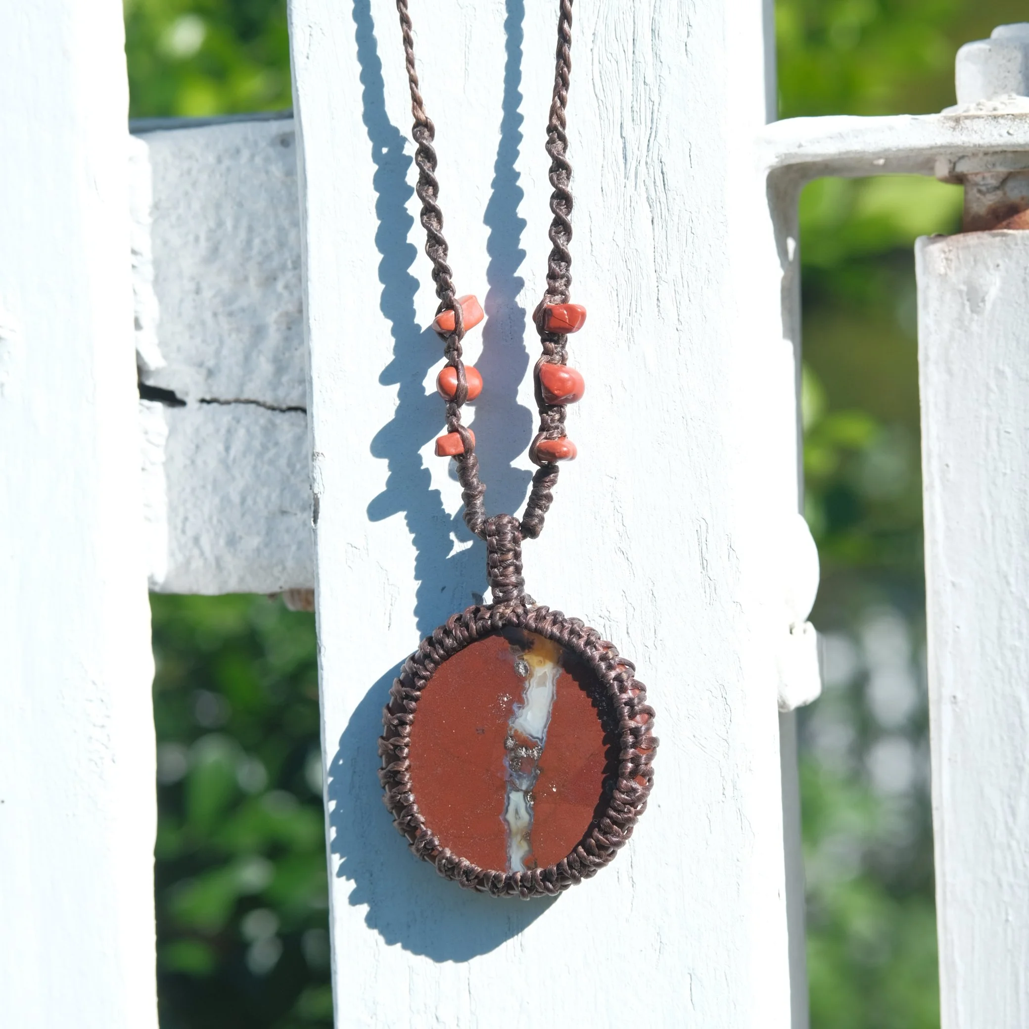 Red Jasper Crystal Macrame Necklace