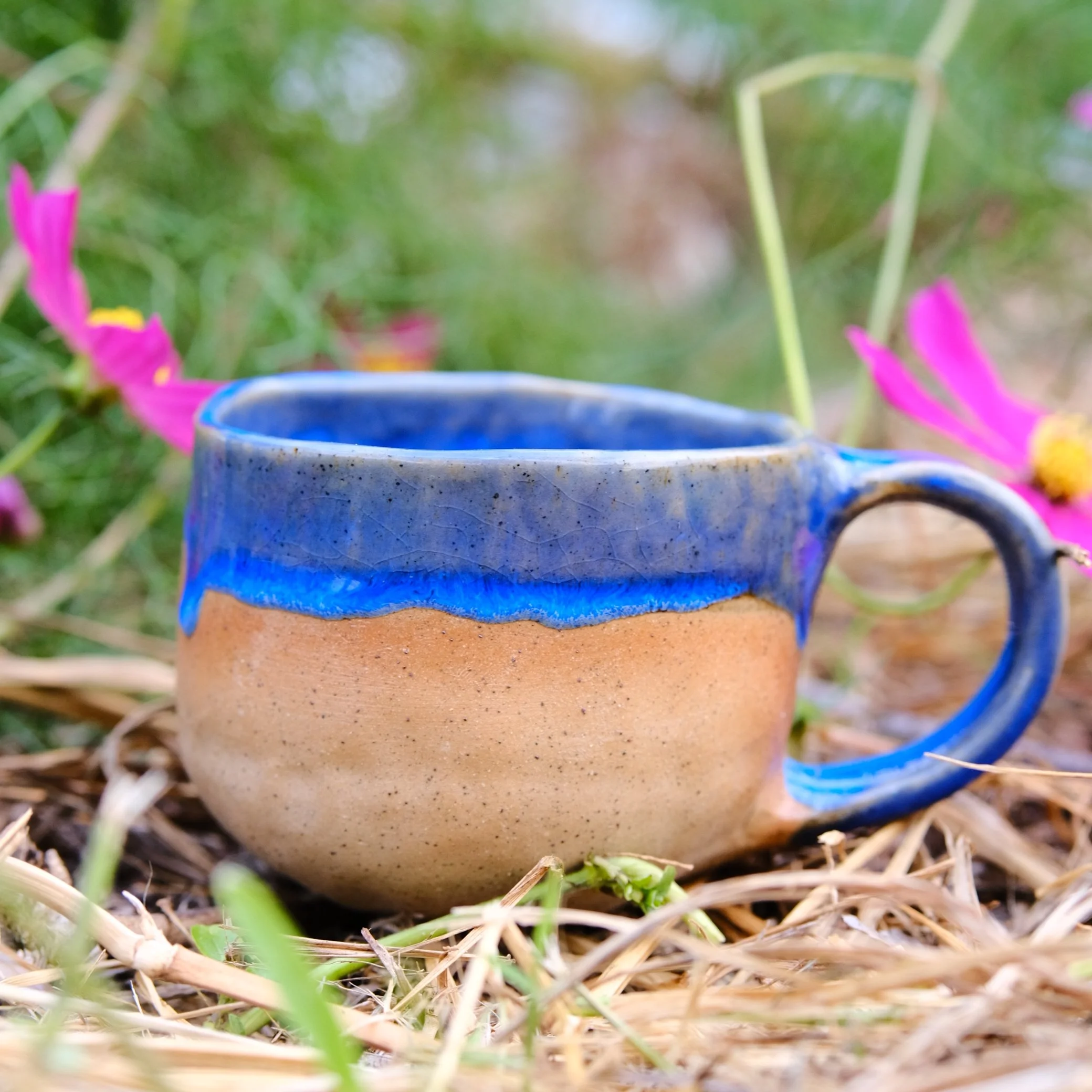 handcrafted ceramic mug with multiple bees nature inspired pottery australia