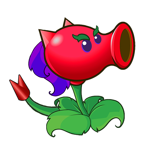 The original render for my twitch character--Spicy Pea! I used an amalgamation of parts from several different PvZ plants to make her. I love making original characters and would be thrilled to make more in future projects!