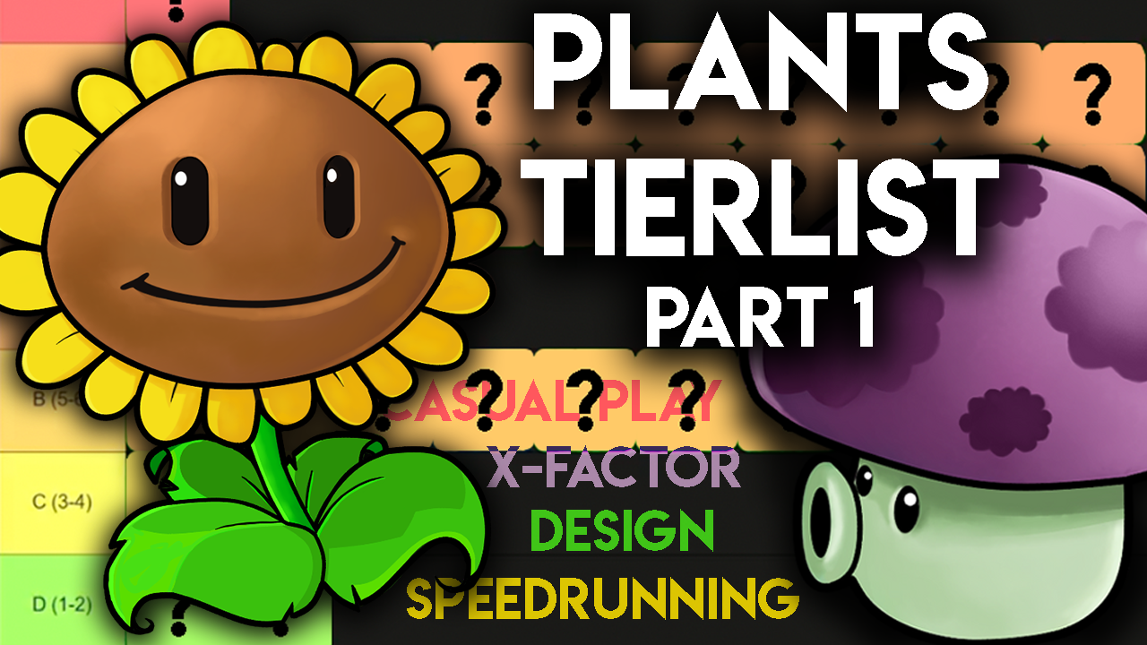 Tierlist video: PvZ Plants Tierlist -- Part 1 of an ongoing series where I rank Plants vs Zombies plants in-detail on a scale considering utility, design and fun factors. This is a great example of my standard YouTube content!