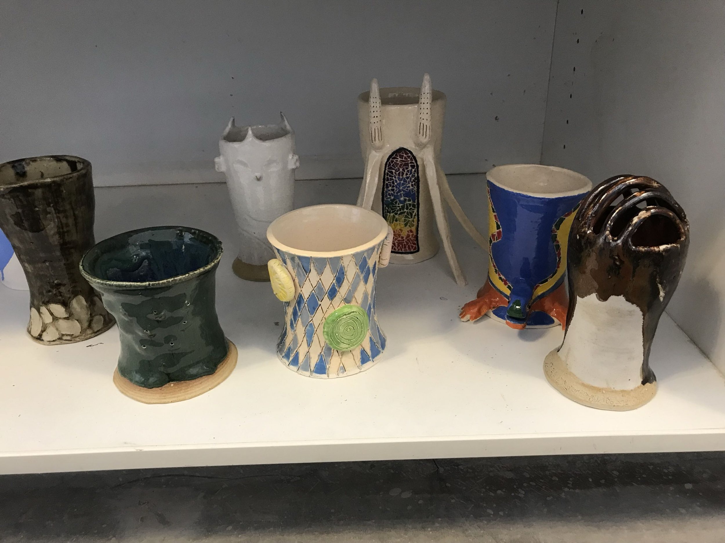 A collection of test cylinders that I ended up decorating to make a Gaudi-inspired set. If you can name all of the architectural inspirations I'd be impressed! This was a great exercise in different surface and building techniques.