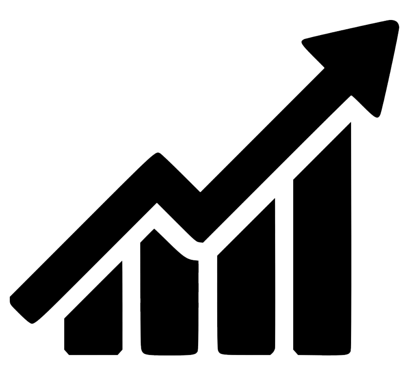 Line graph with an upward trend and an arrow at the end.