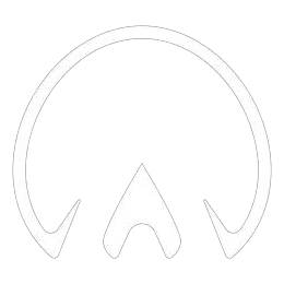 A stylized white skull outline on a black background.