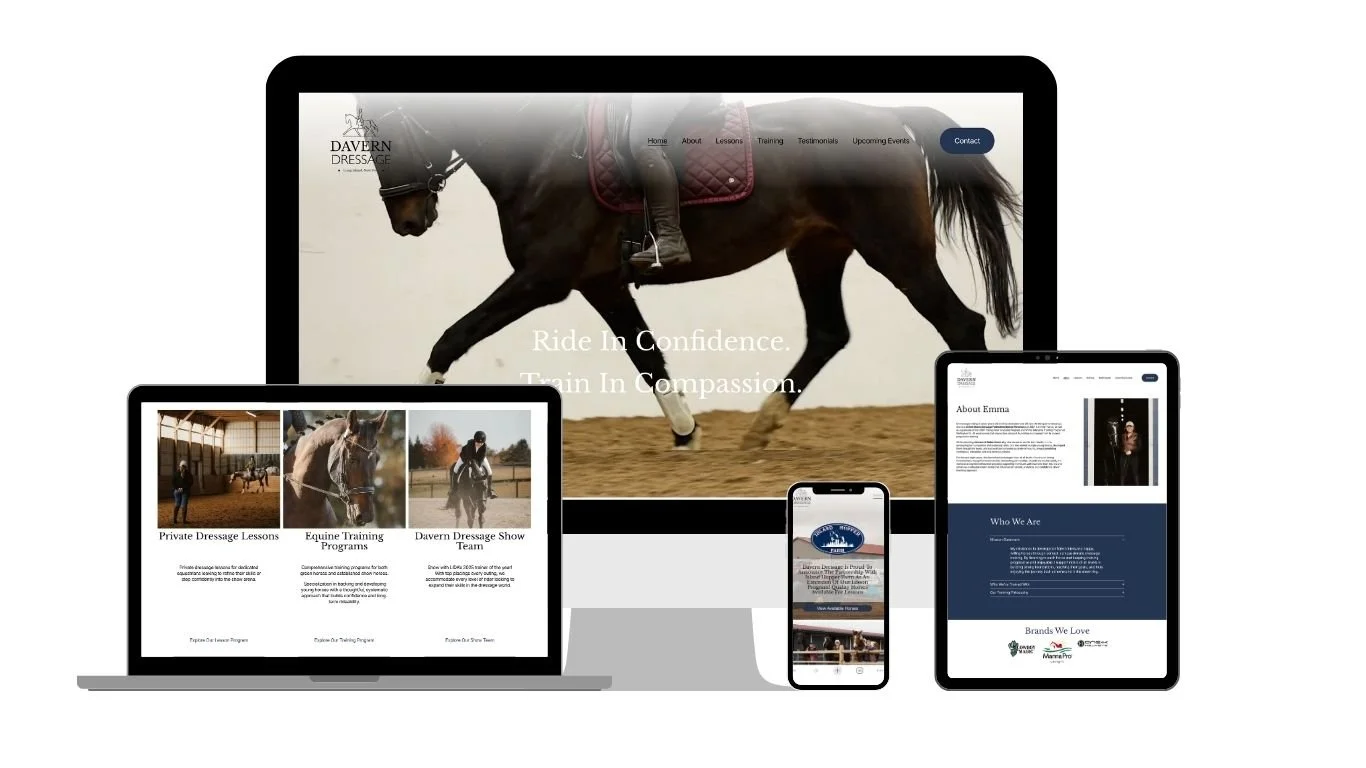 Website mockup Davern Dressage