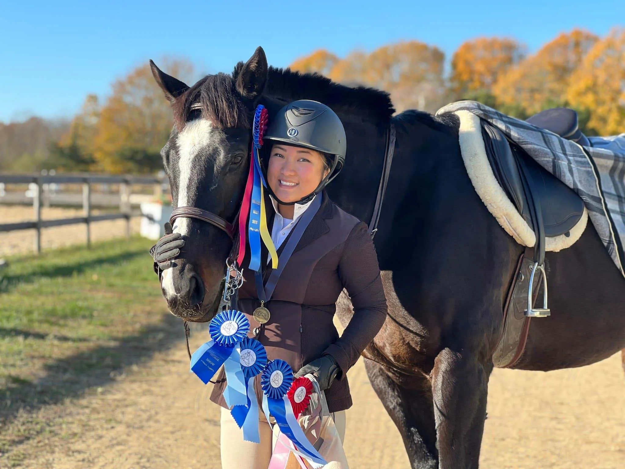 Frances and horse Flynn competing