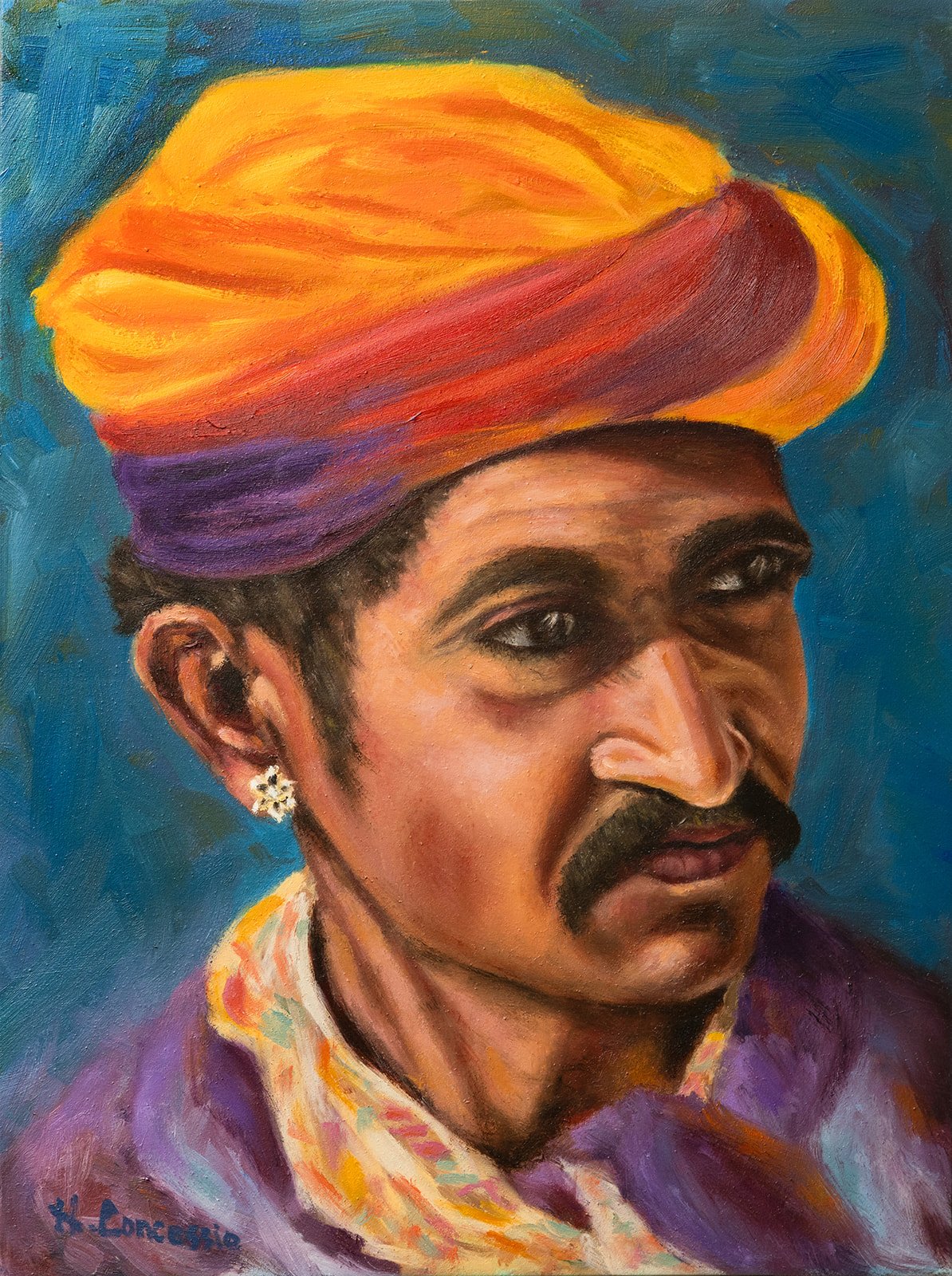 ARJUN (confident), 12x16 oil on cradled wood panel, Sold June 2026