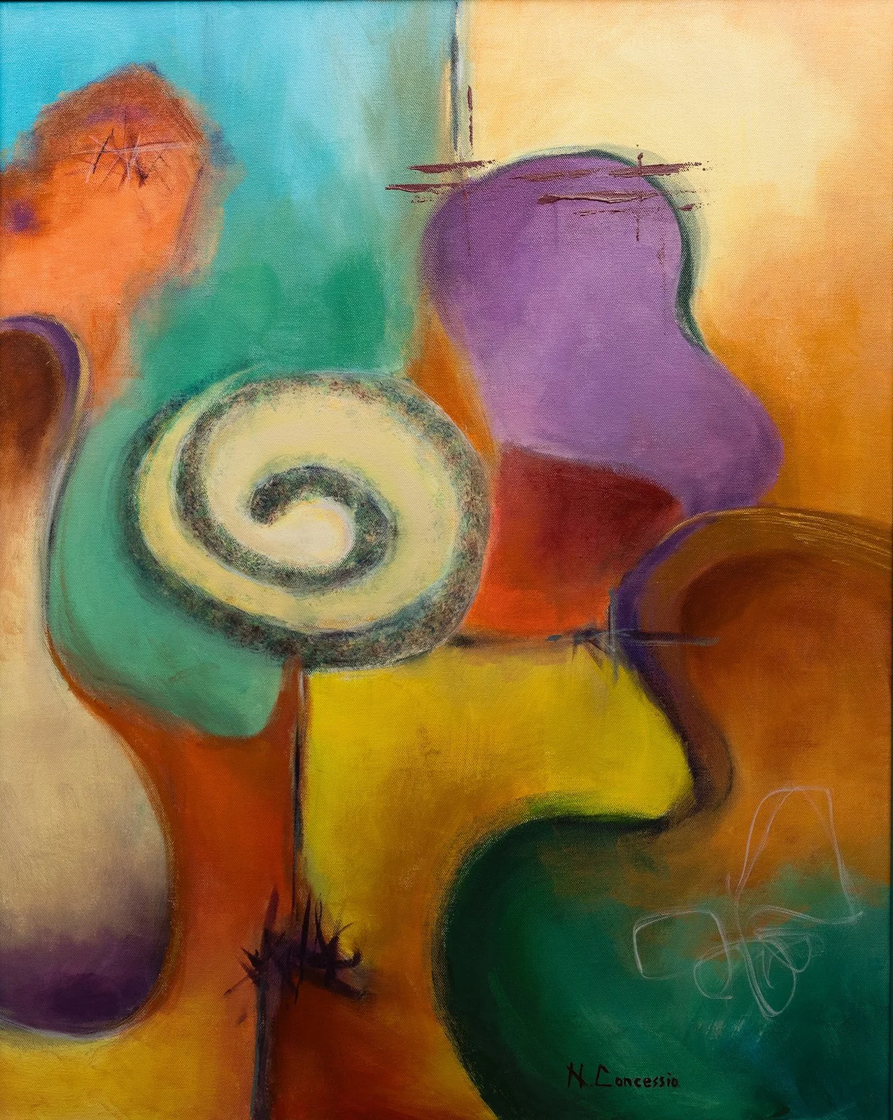 A PENNY FOR YOUR THOUGHTS (24"X30" canvas, oil)