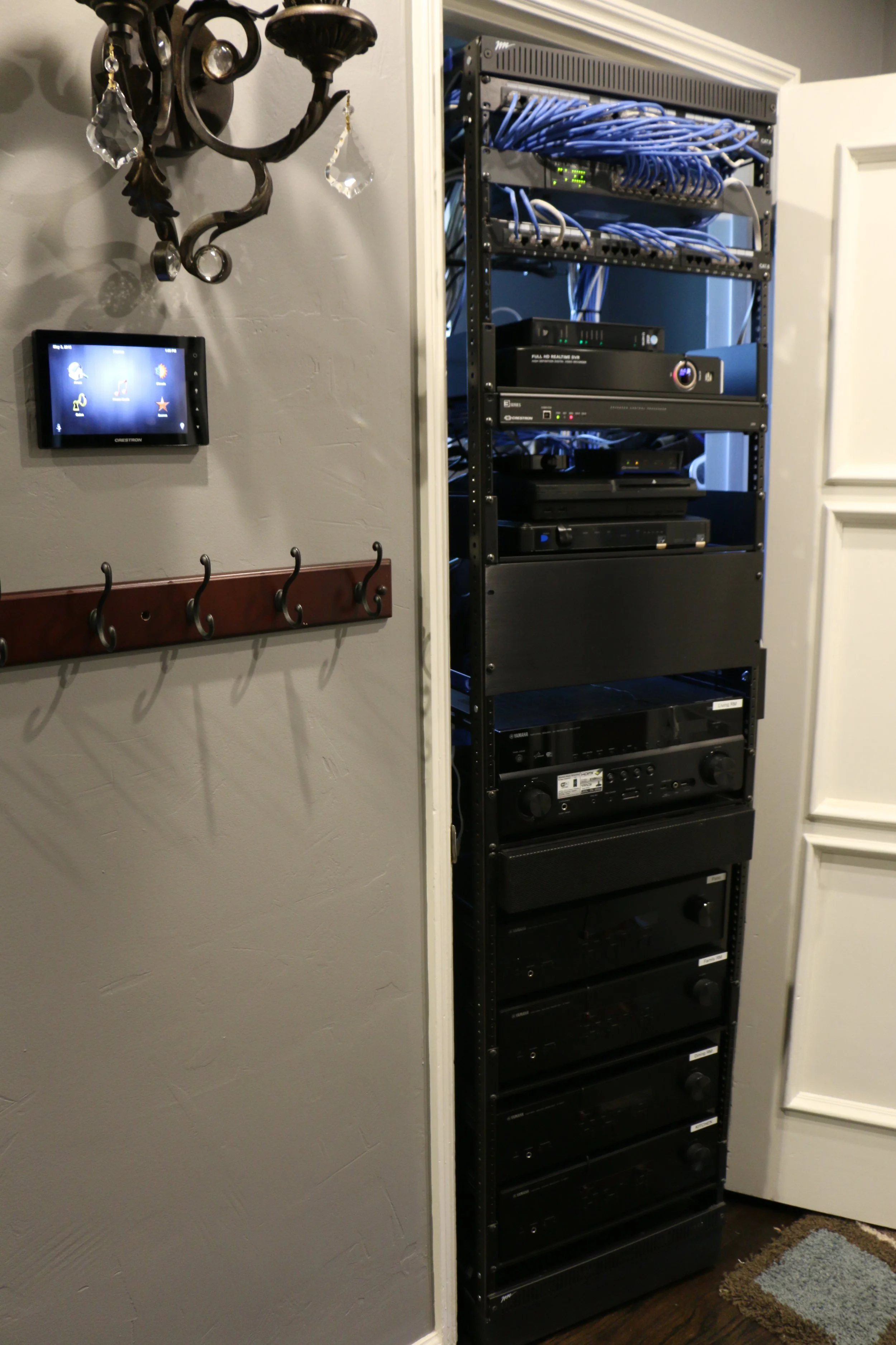 Home Automation from access control to audio, video, lighting control and CCTV using Creston as a control system. Set up of server rack