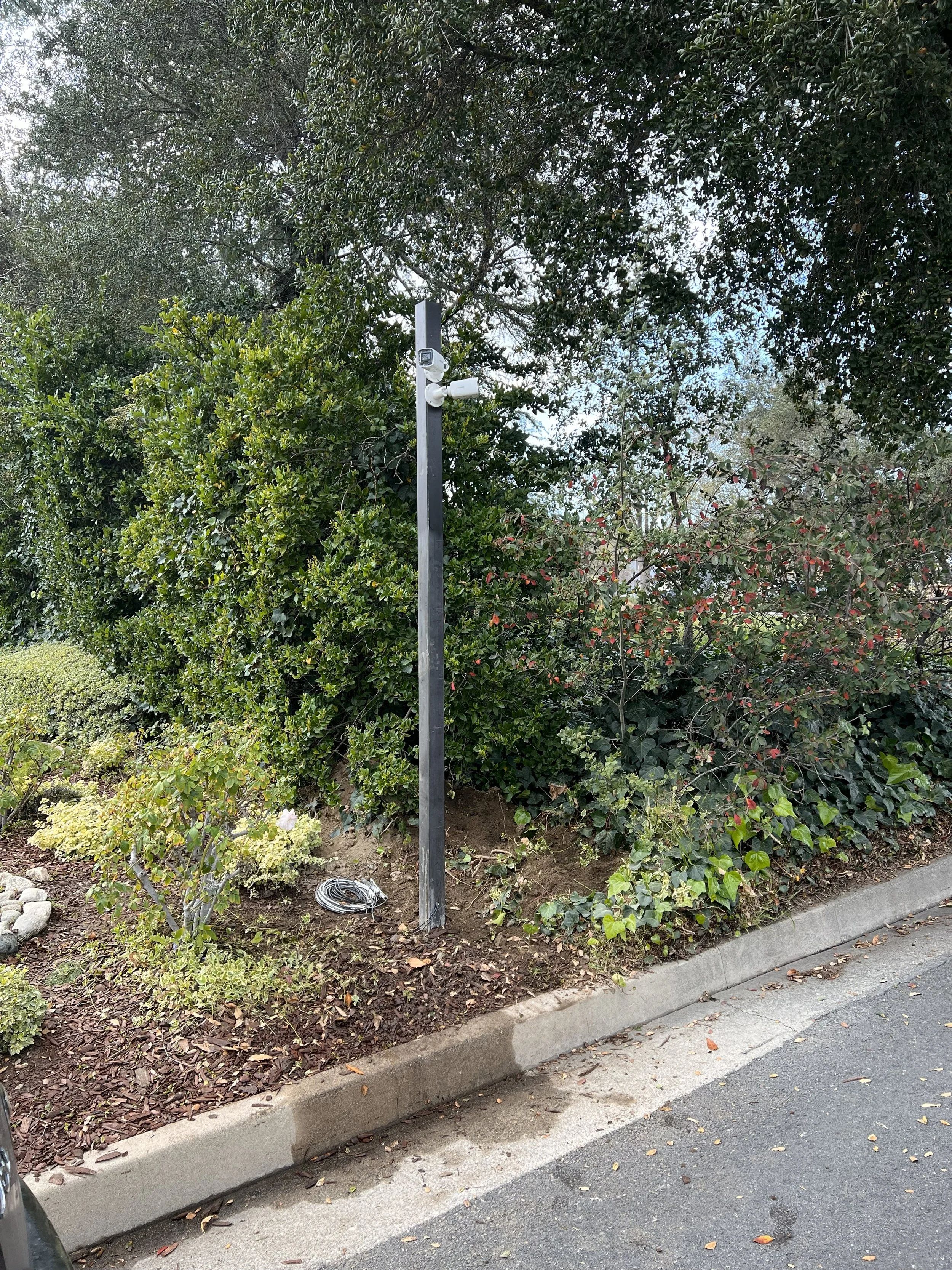 Installation of outdoor security cameras.