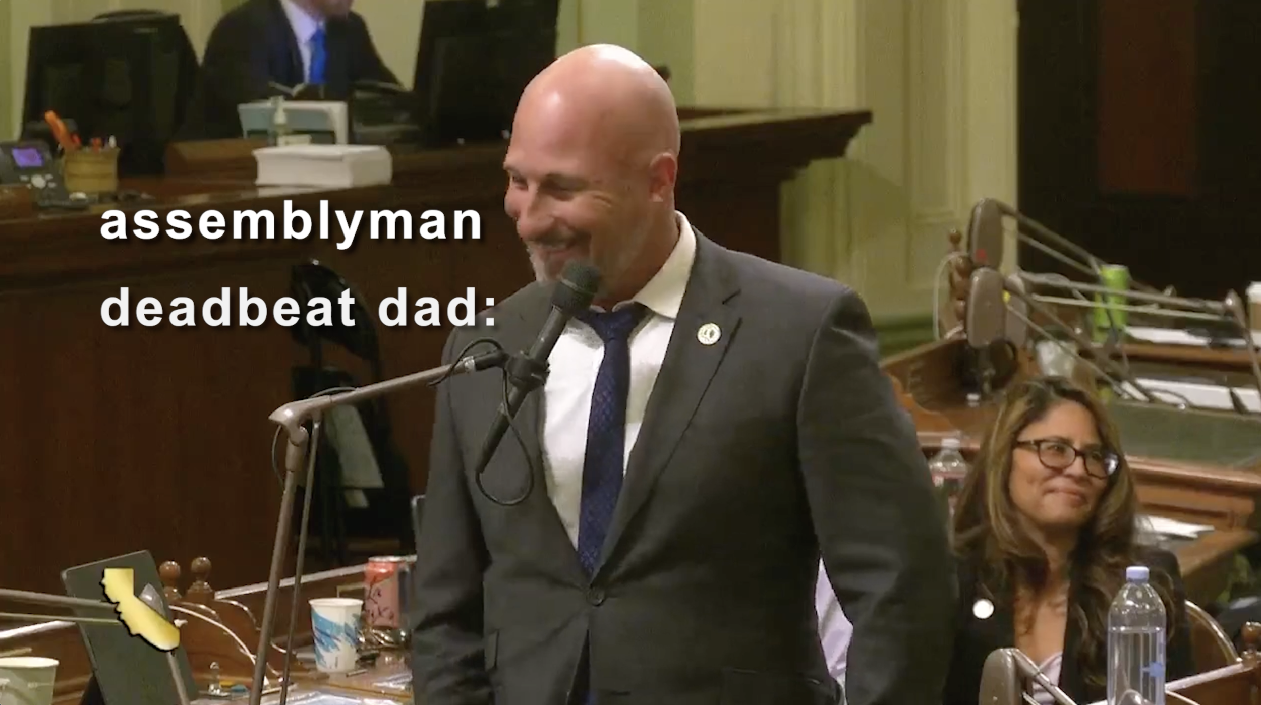 A State Assemblyman's wages garnished for not paying child support... Priceless.