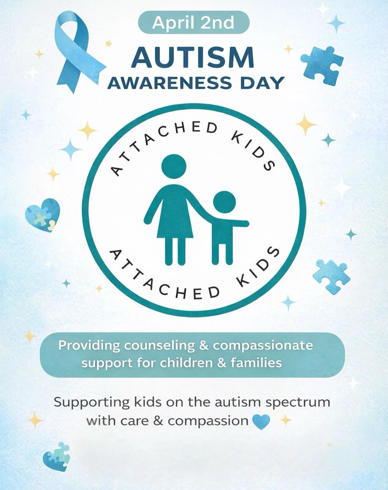 💙 April 2nd &ndash; Autism Awareness Day 💙

Today, we honor and celebrate the unique strengths, perspectives, and voices of children on the autism spectrum. Every child deserves to feel seen, supported, and understood.

At Attached Kids, we believe