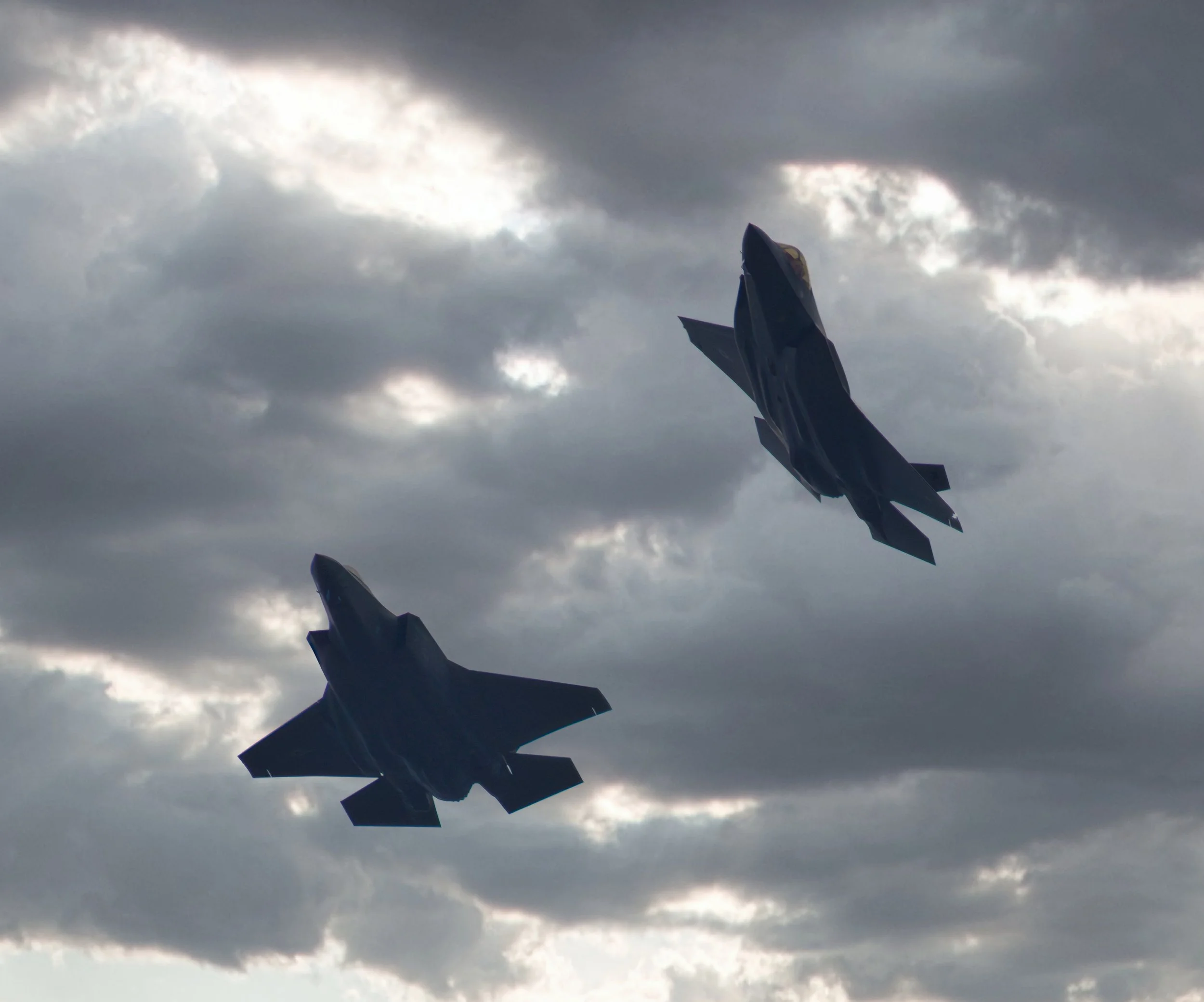 Two F-35A's in the break over KBTV from "The Green Mountain Boys" of the Vermont Air National Guard.