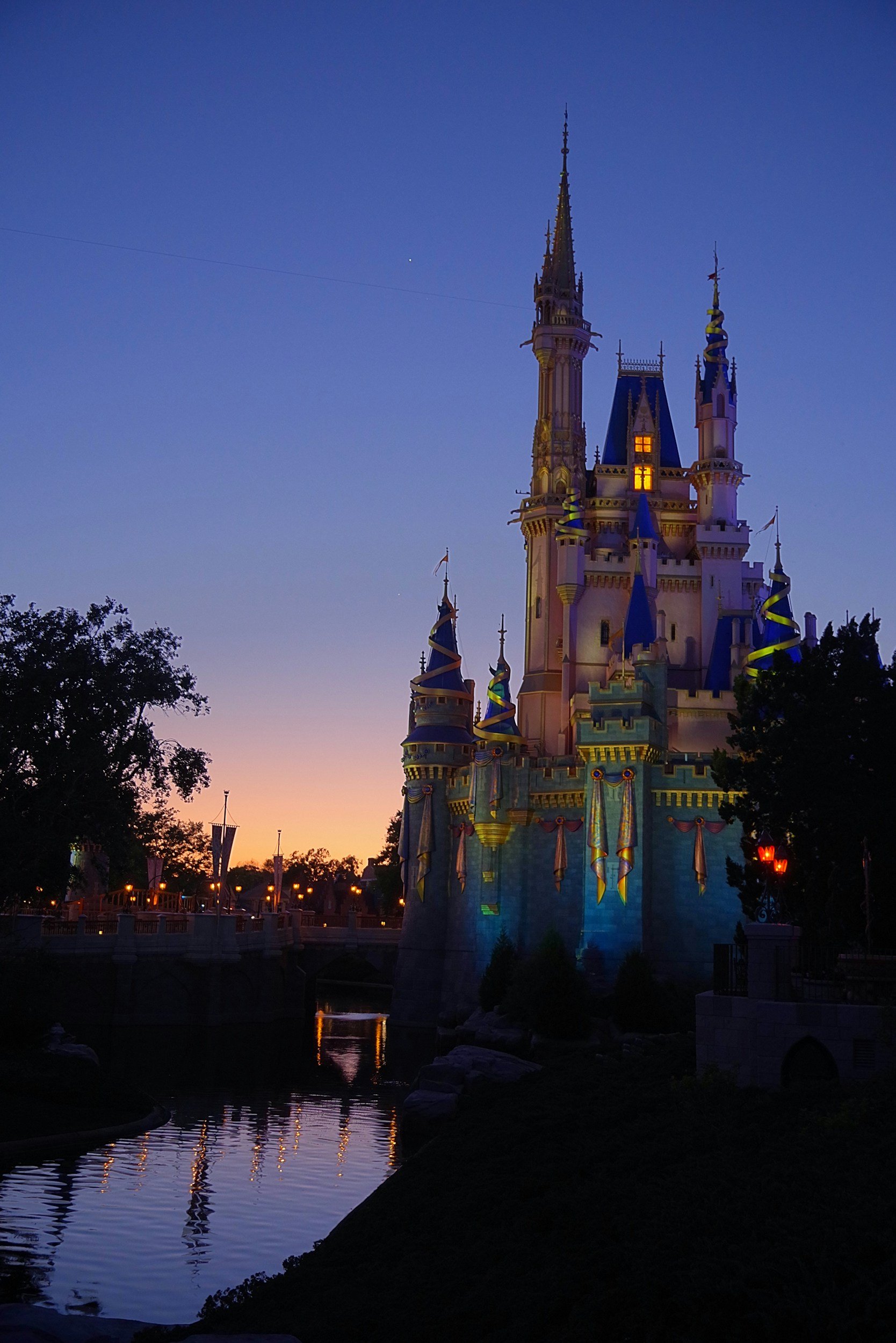 Cinderella Castle at Walt Disney World during sunset.