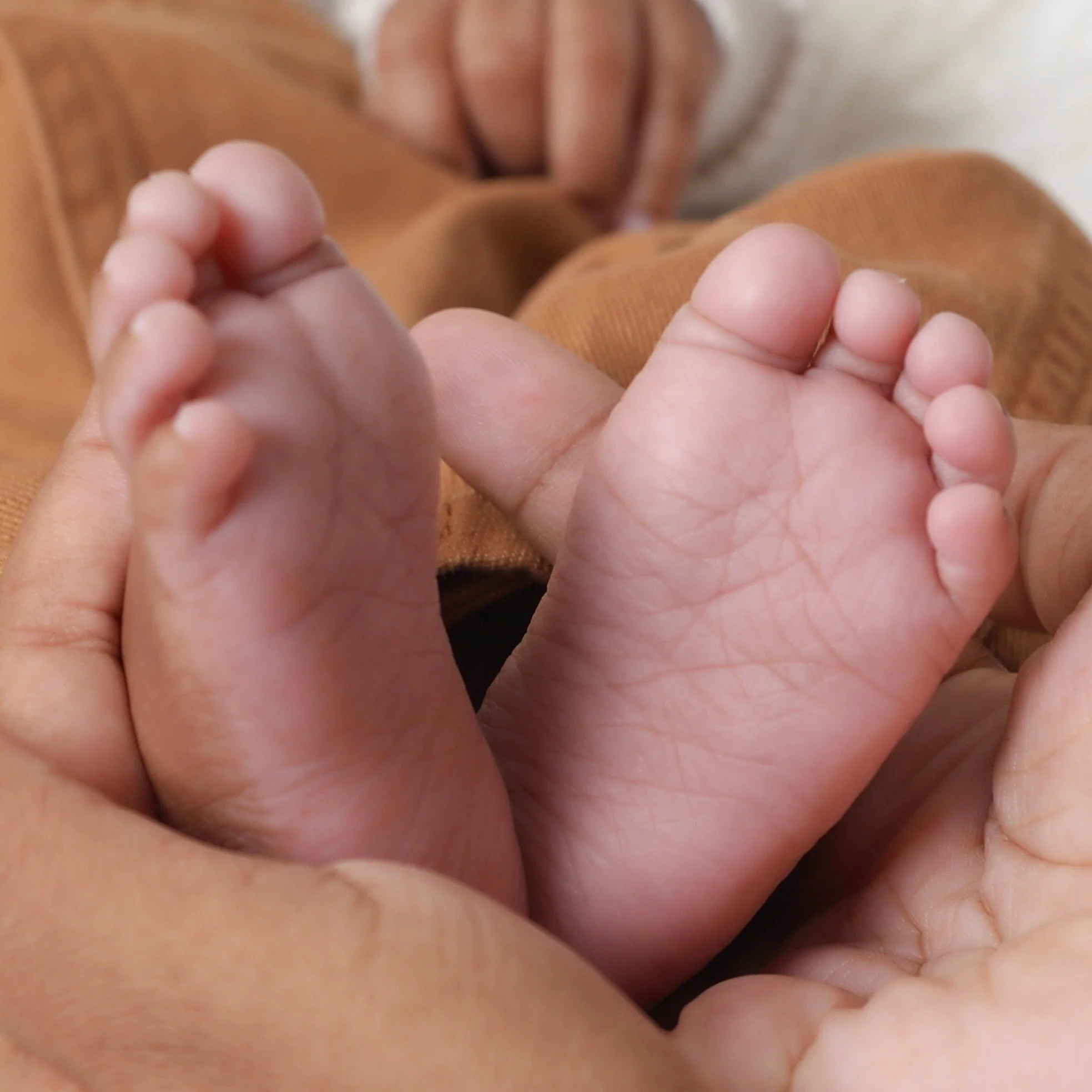 Close up shot of infant feet