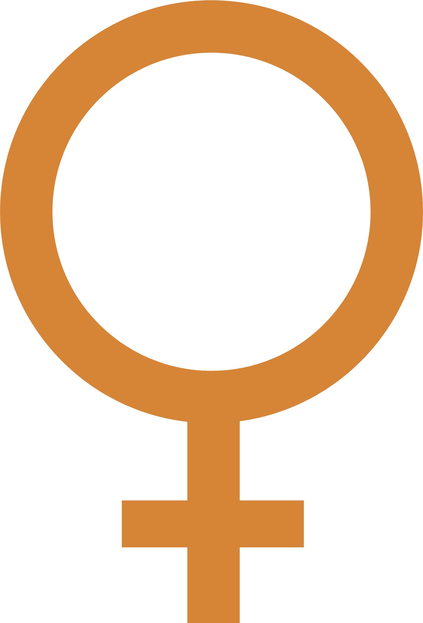 A graphic of the female gender symbol in orange color.