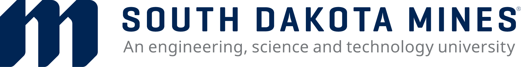 Logo of South Dakota Mines, a blue stylized 'M' with the text 'SOUTH DAKOTA MINES' and the tagline 'An engineering, science and technology university'.