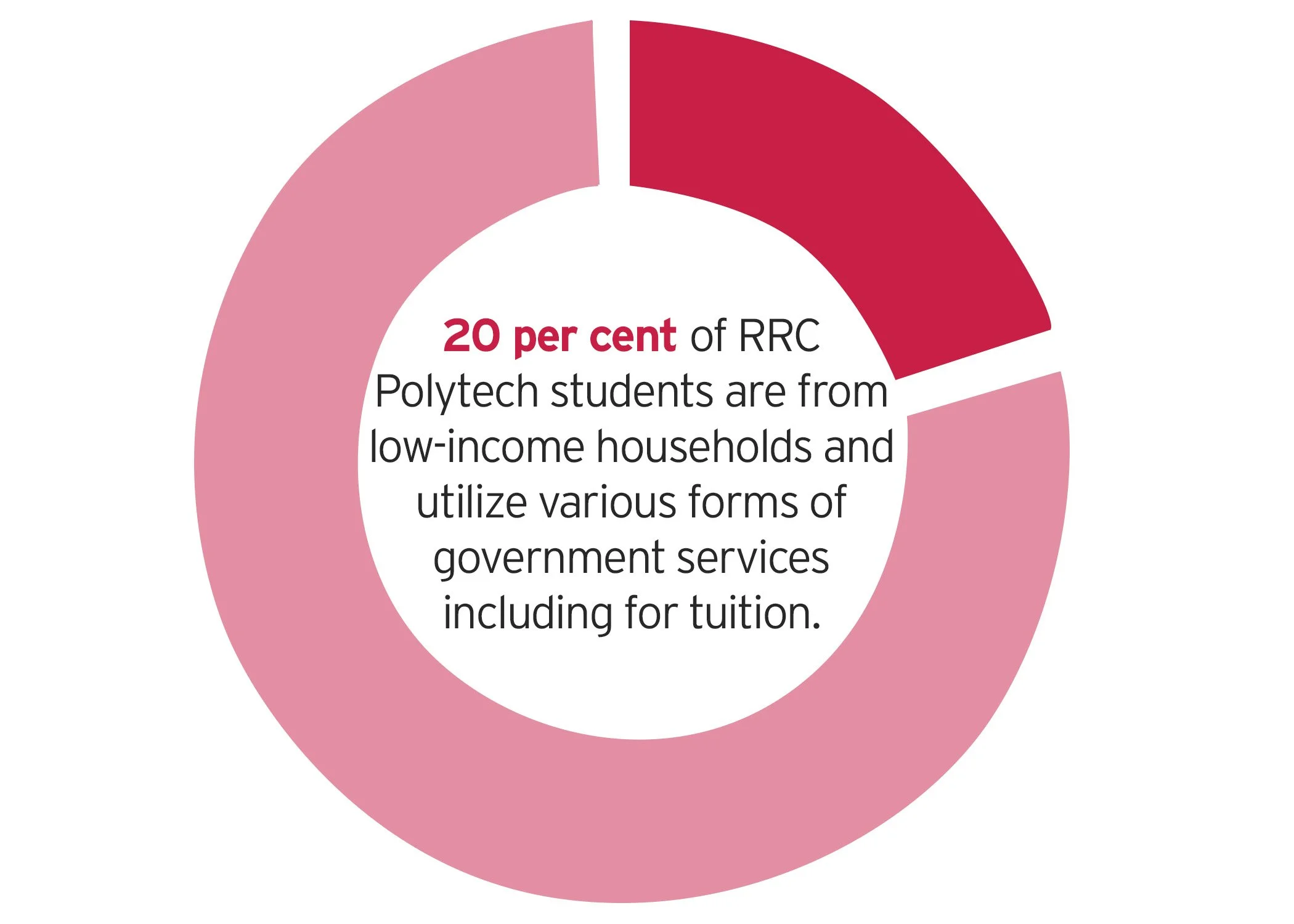 Pie chart expressing 20 per cent of RRC Polytech students are from low-income households