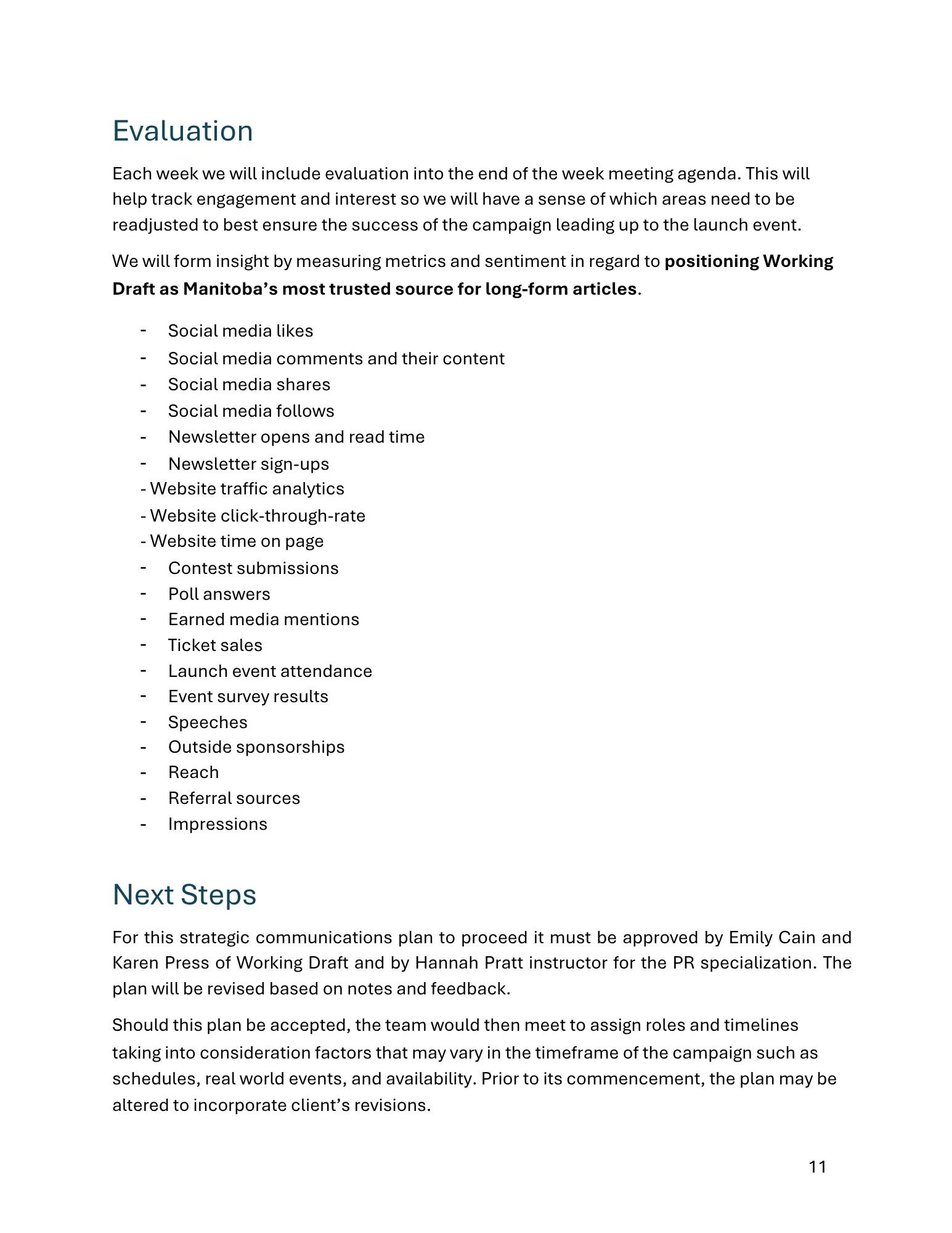 Page 9 of strategic communication plan