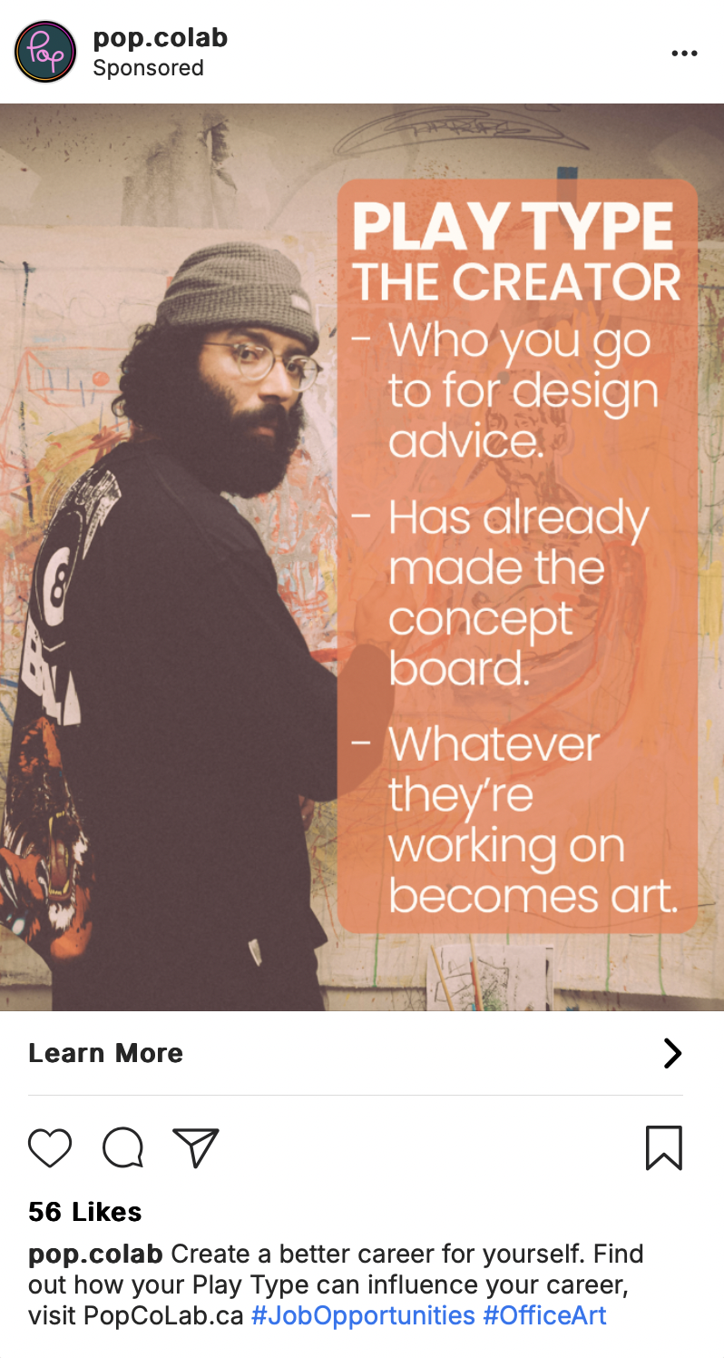 Social media post outing the creator play type