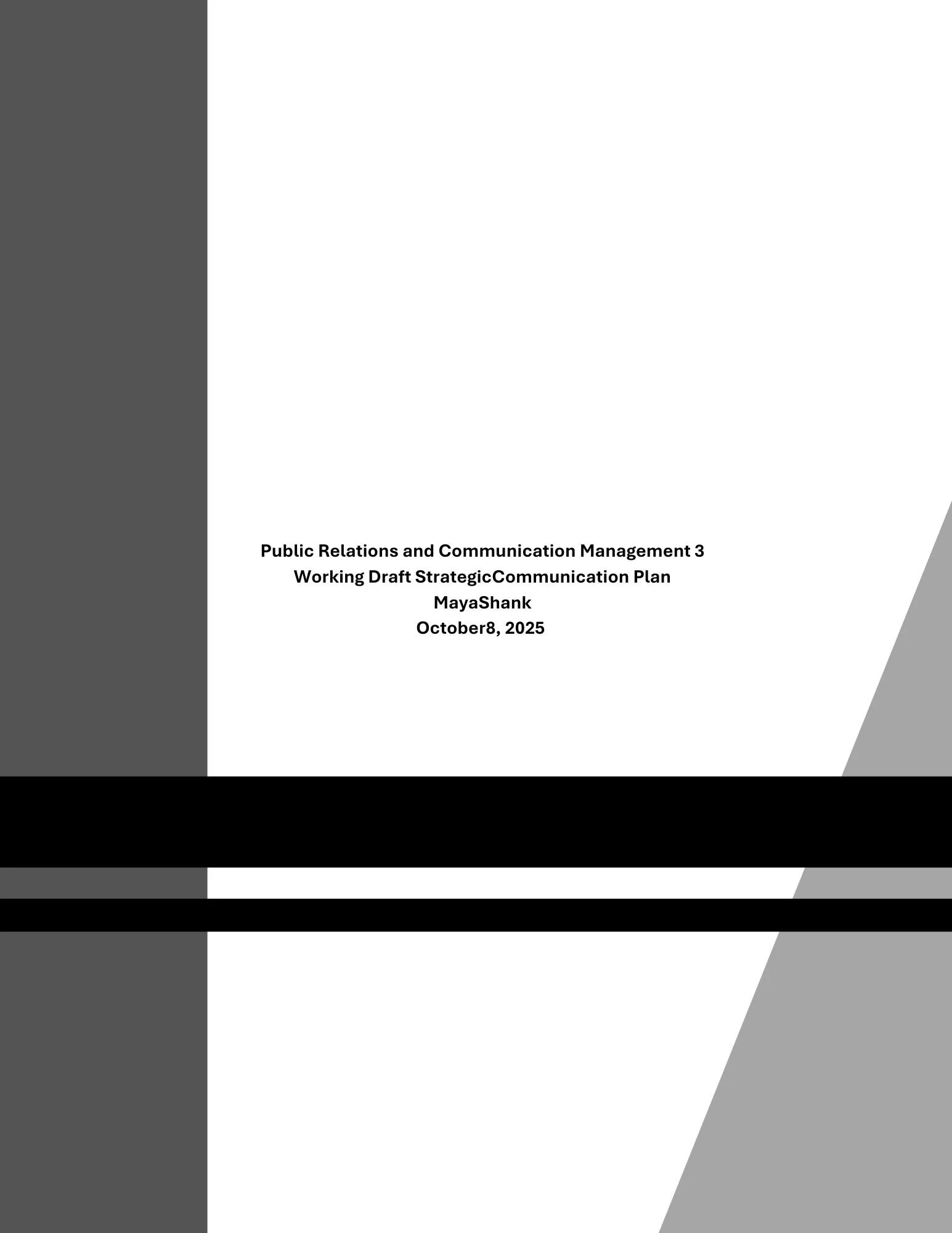 Coverpage for a strategic communication plan