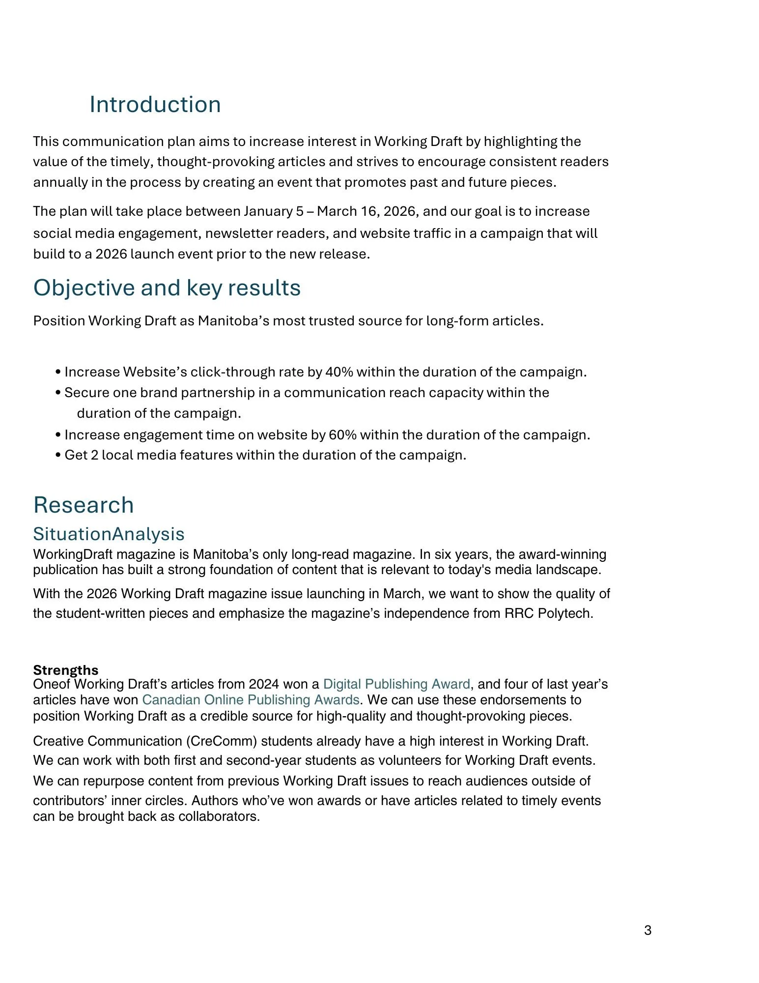 Page 1 of strategic communication plan