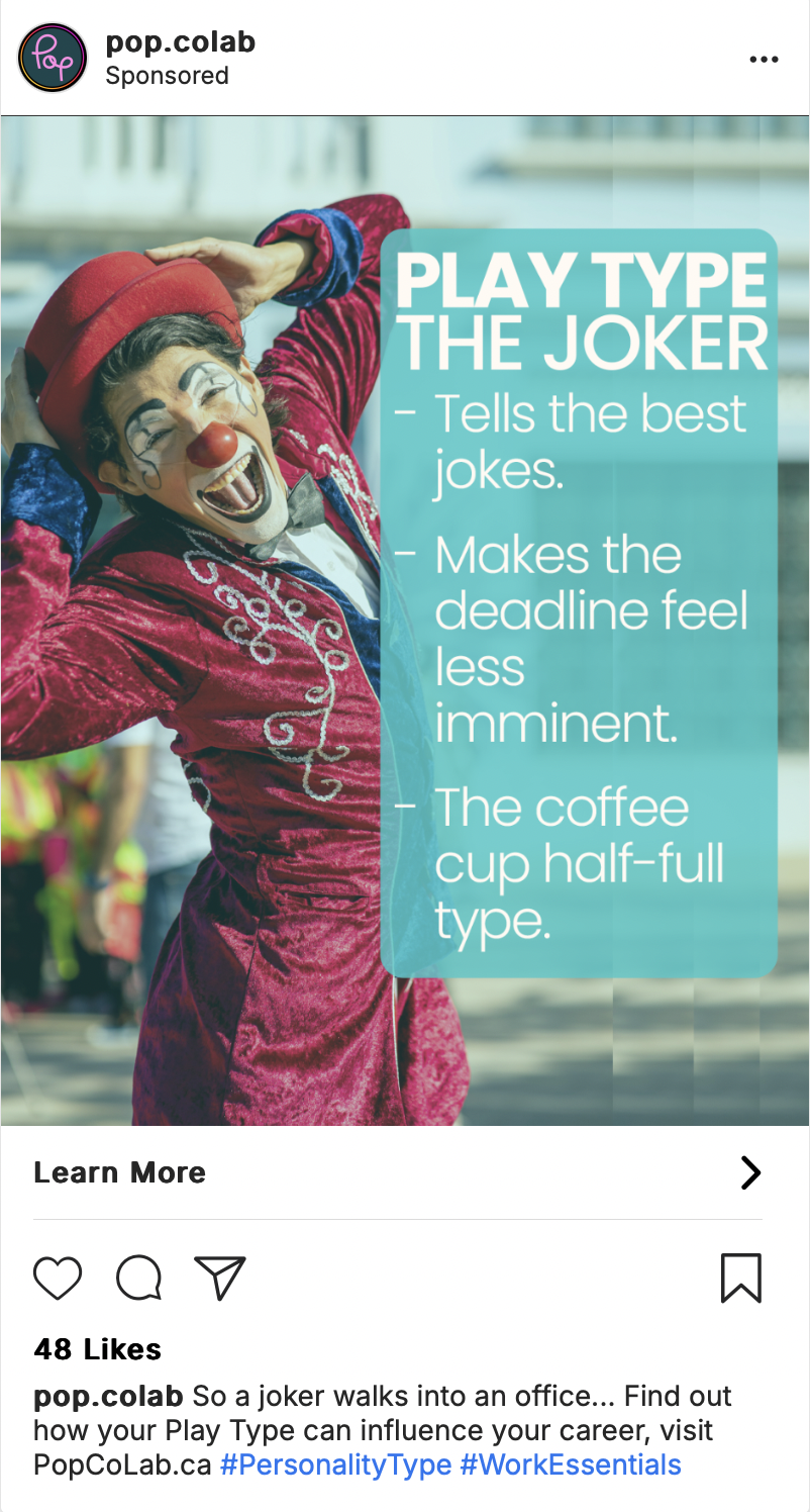 Social media post outing the joker play type