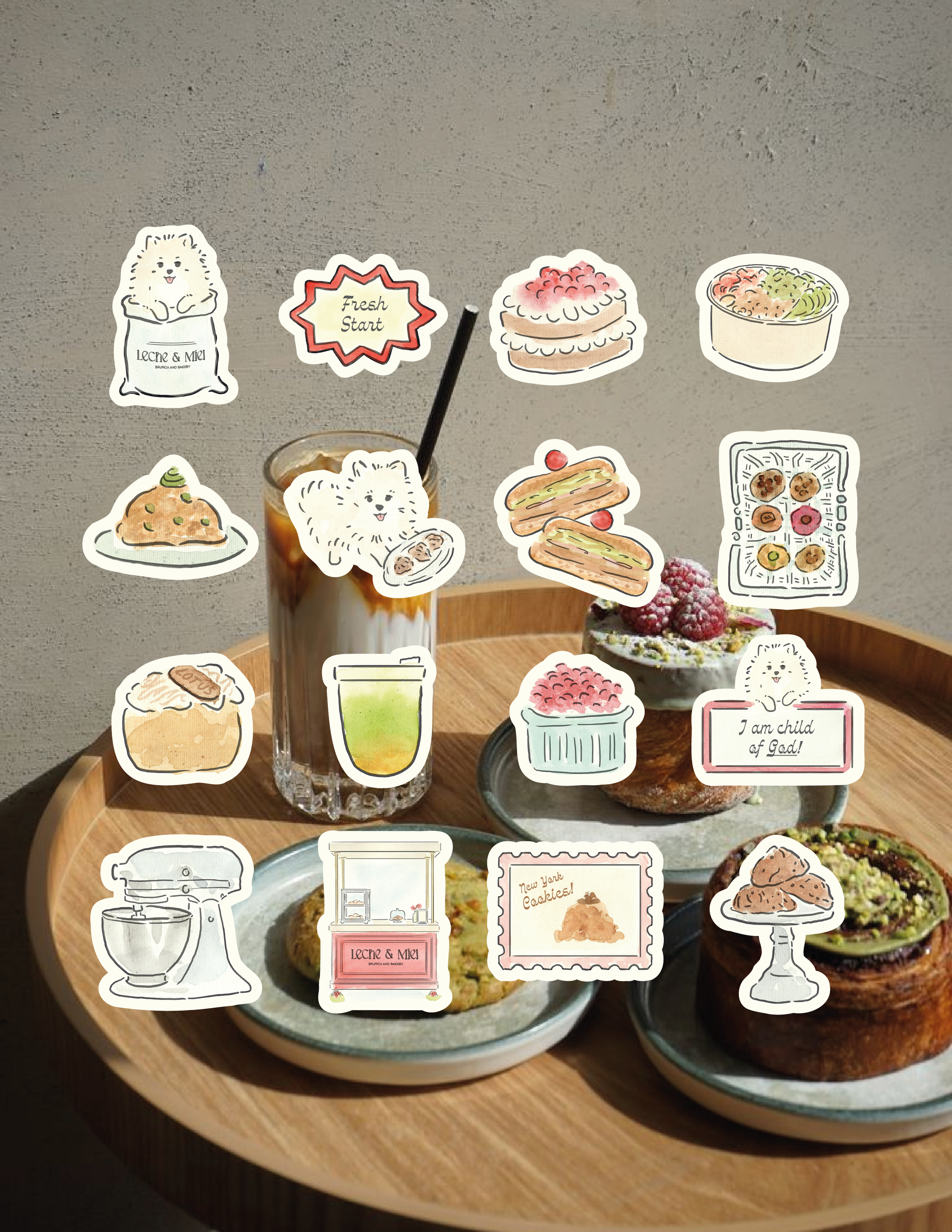 Set de stickers Leche y Miel