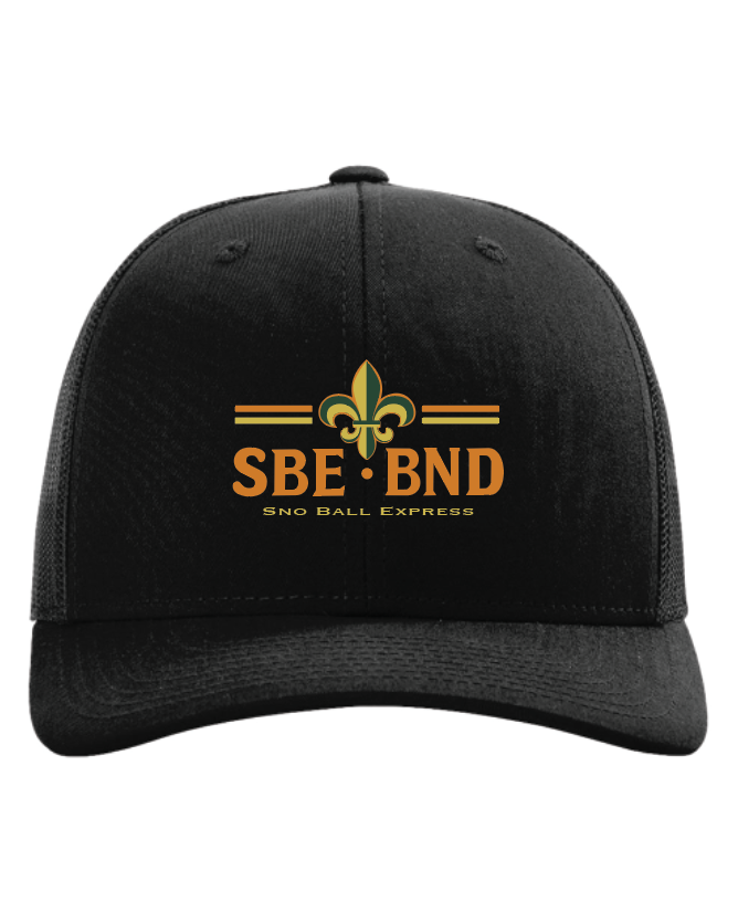 Black Trucker Hat - Orange & Yellow.png