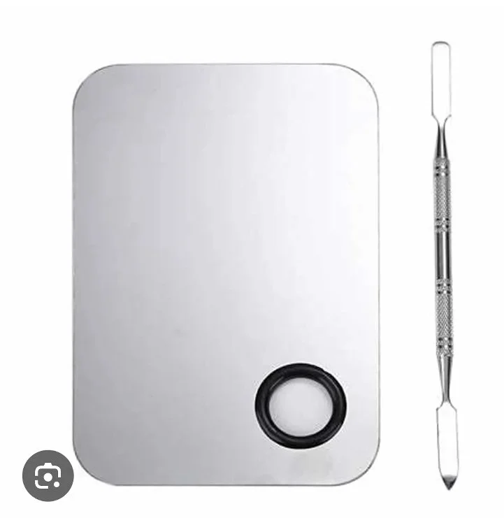 Large Stainless Steel Mixing Palette with Spatula