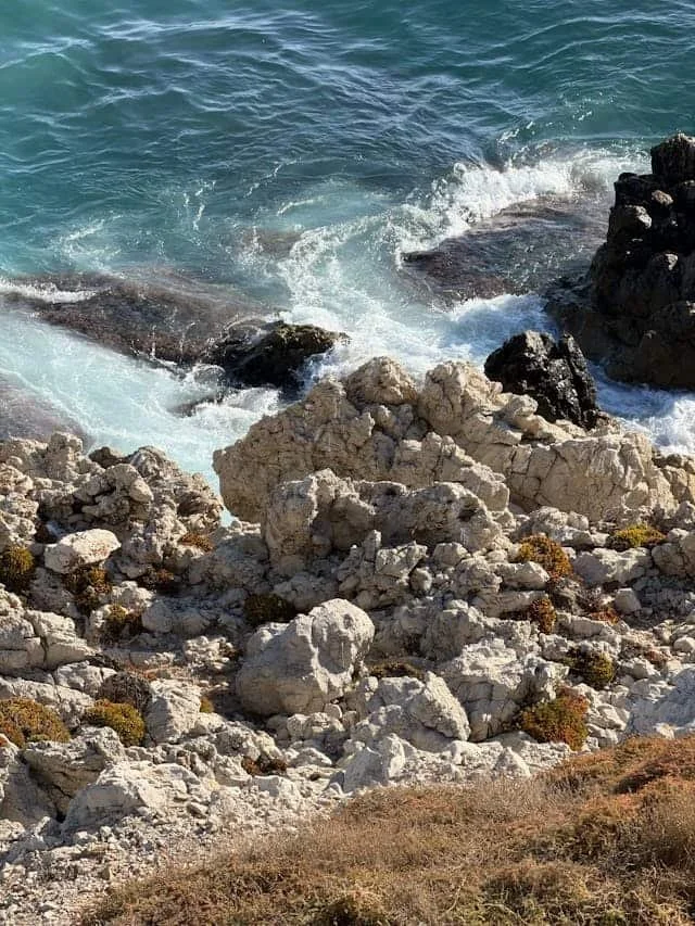 rocky beach with waves