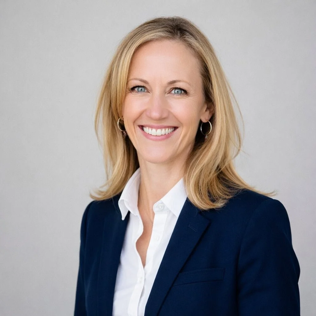 image of Erin Romero smiling in a white shirt and blue jacket