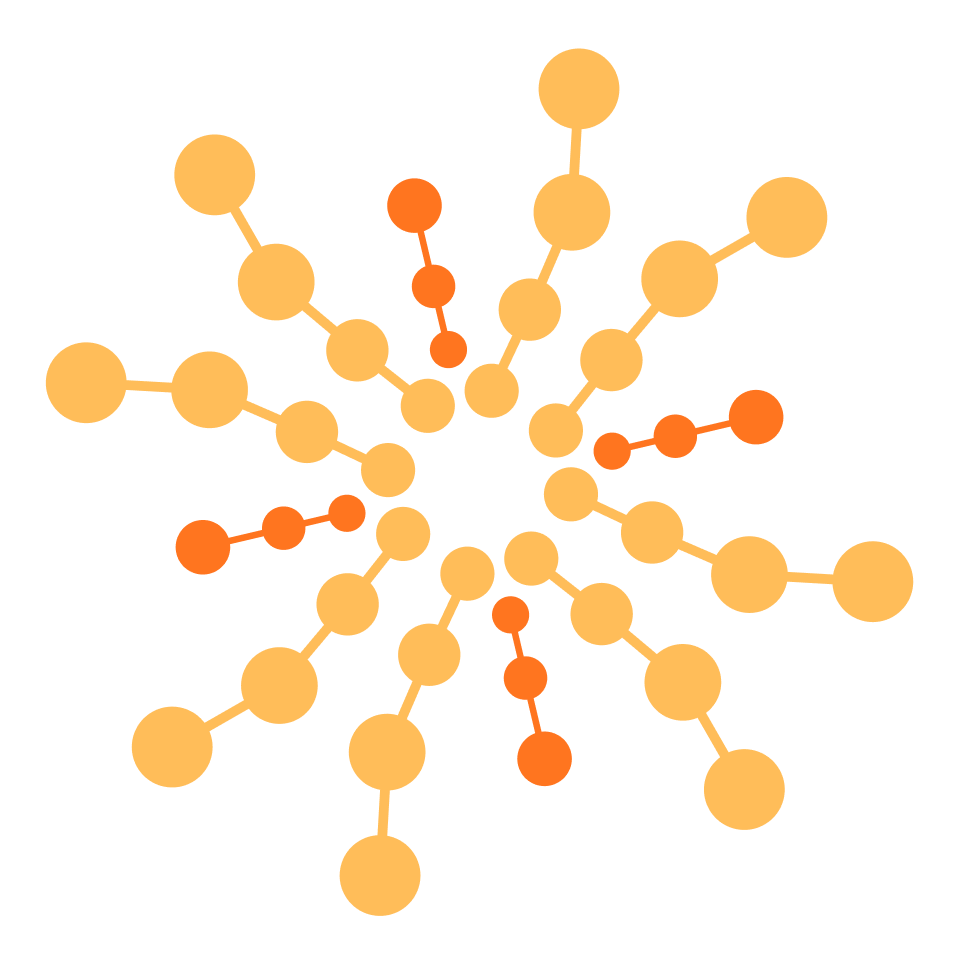 Abstract digital network graphic representing interconnected senior services, community partners, and advocacy nodes in Vernon, BC.