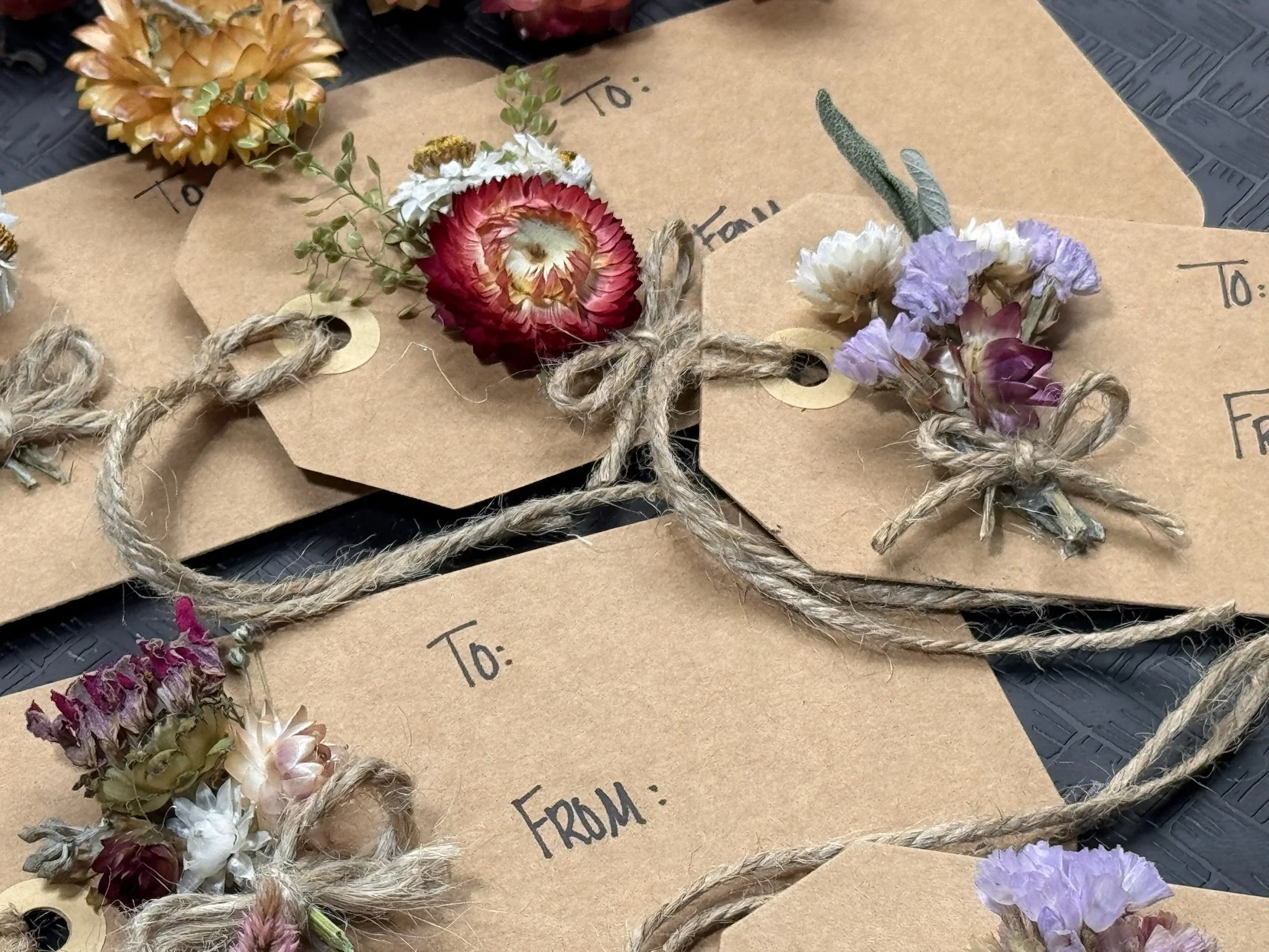 Large Dried Floral Tag