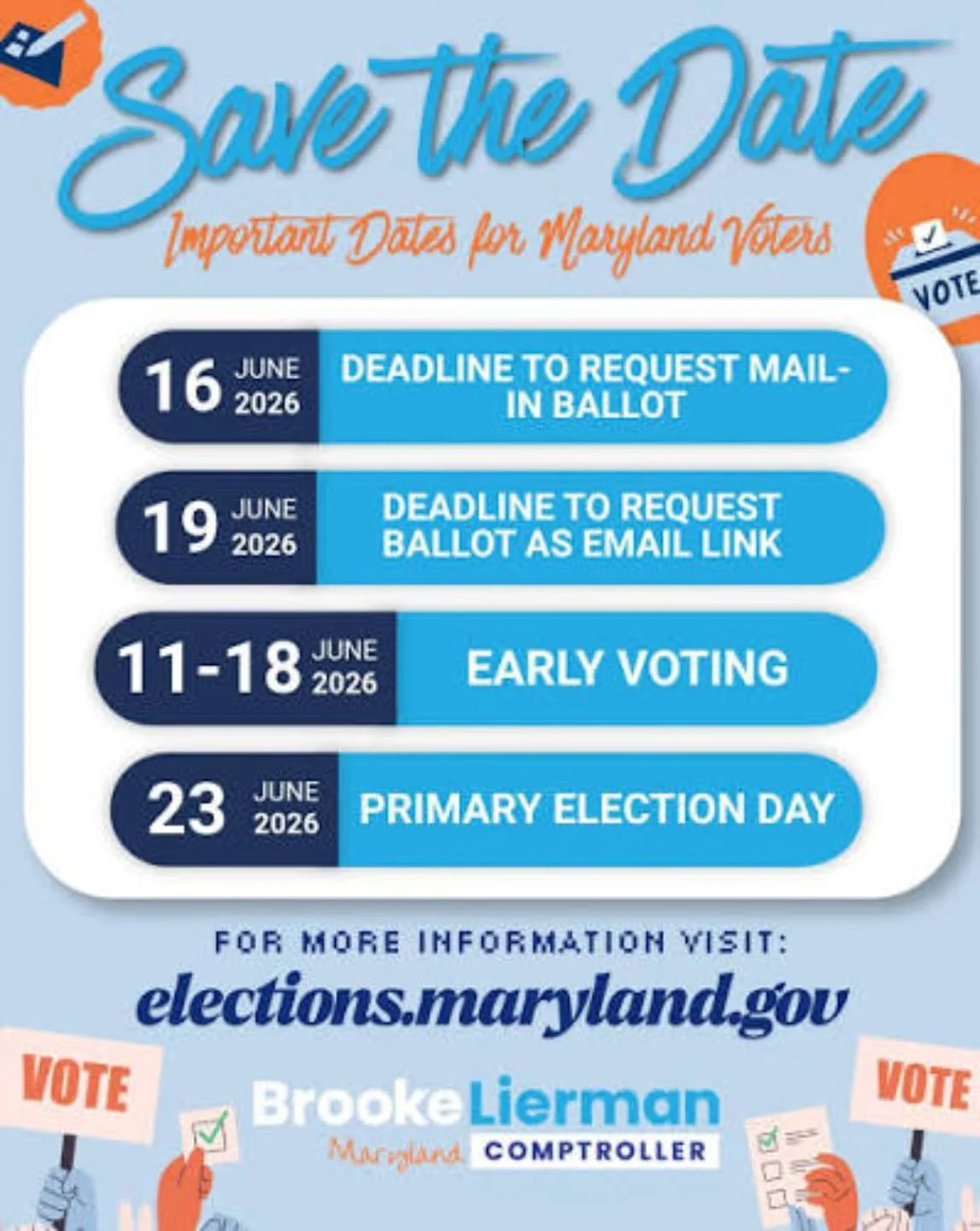 Early voting starts June 11th in Maryland. Check your registration and vote early!! 

#shernice4schoolboard