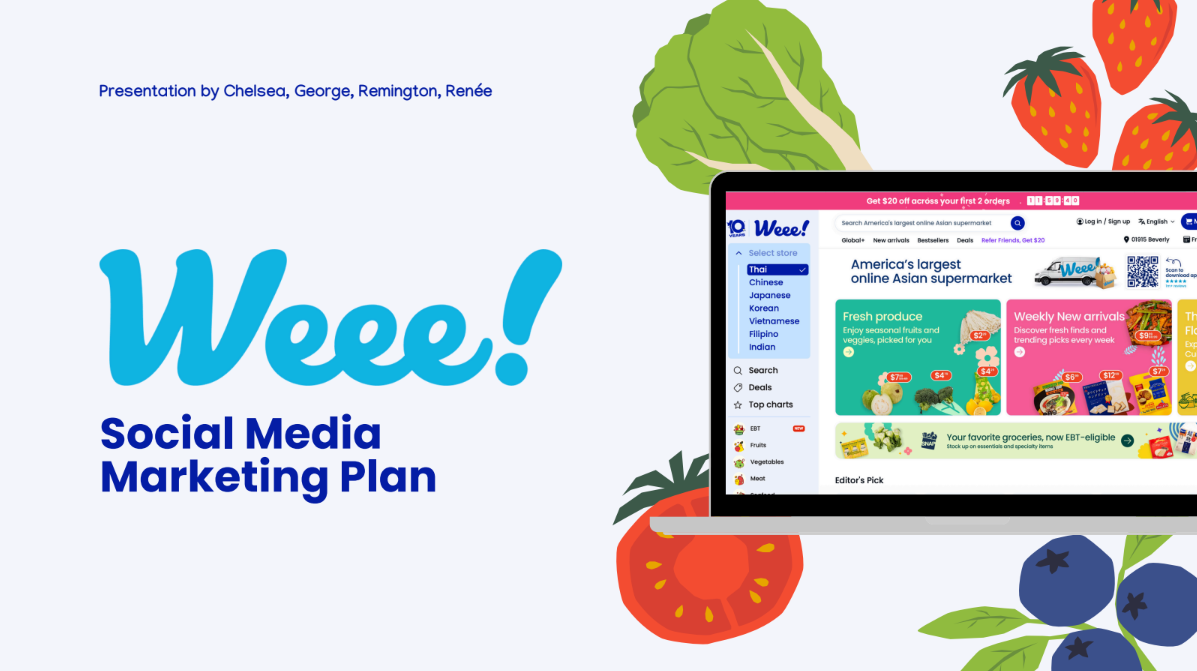This semester long campaign reimagines how Weee! engages digital audiences. We developed content strategy, visual storytelling, and social-first design to showcase Weee! as an inviting, diverse e-commerce food retailer. 