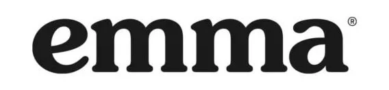 Black logo with the word 'emma' in lowercase bold letters.