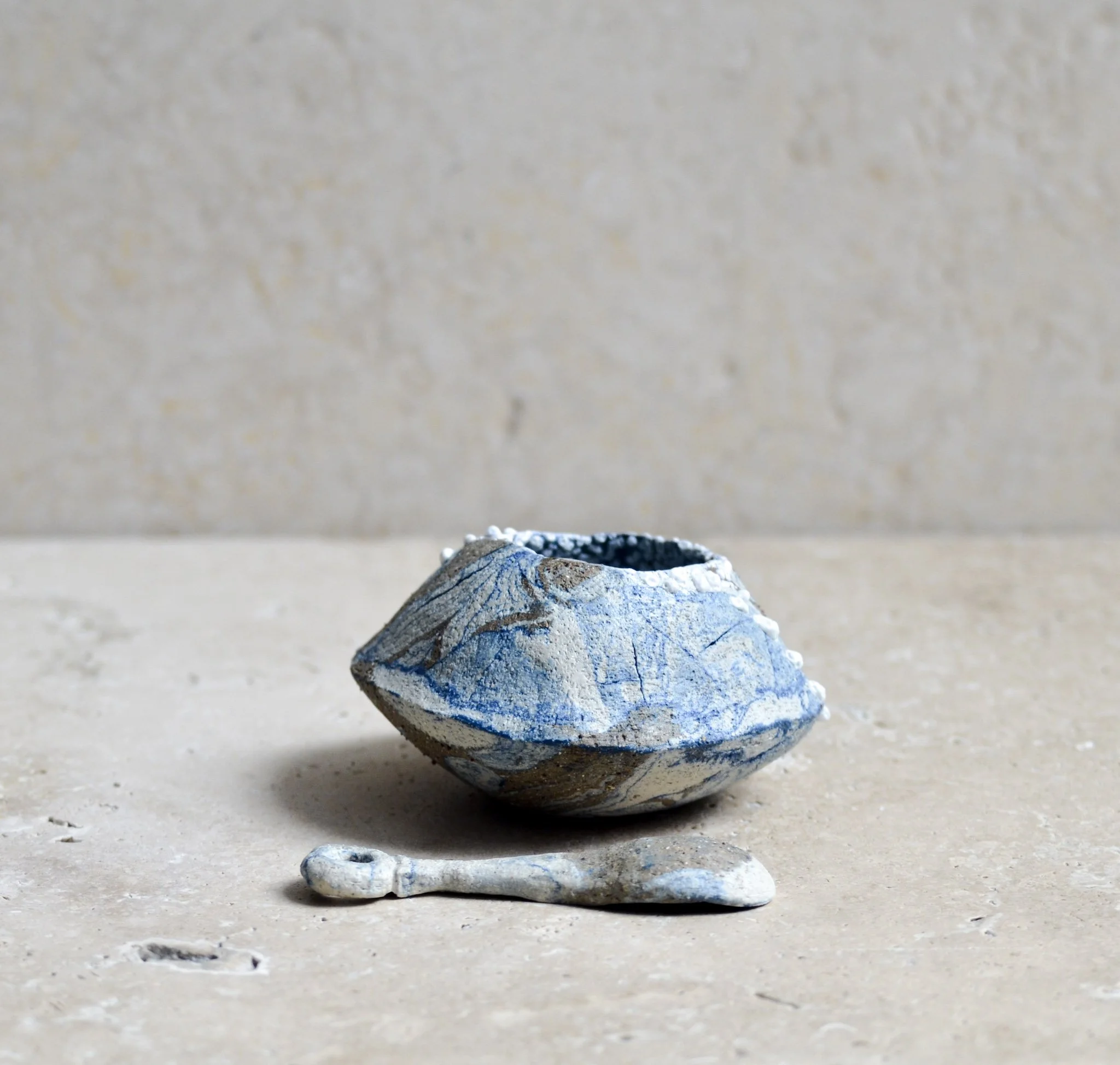 nerikomi bowl with spoon